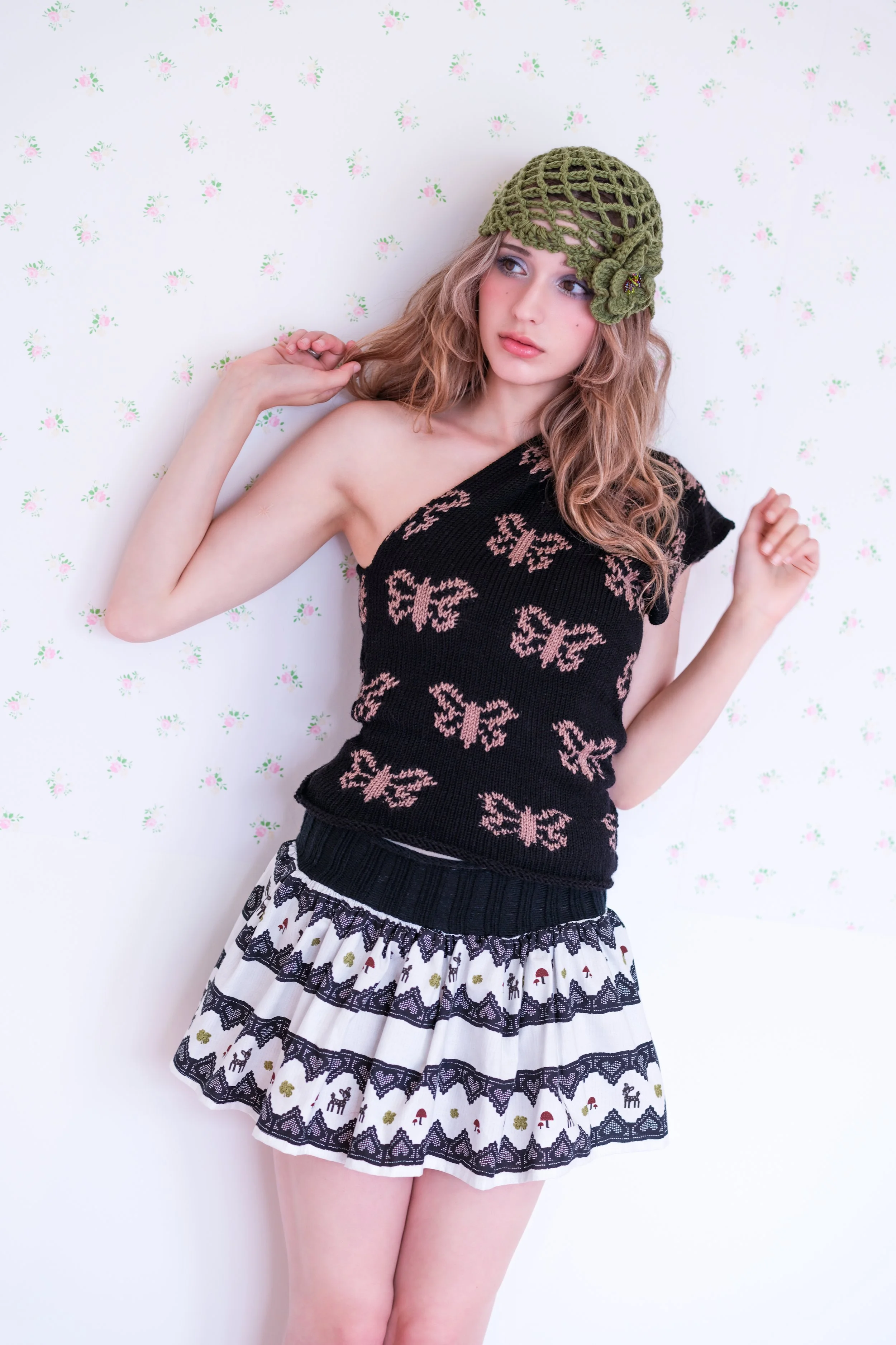 Butterfly One-Shoulder Knit Top