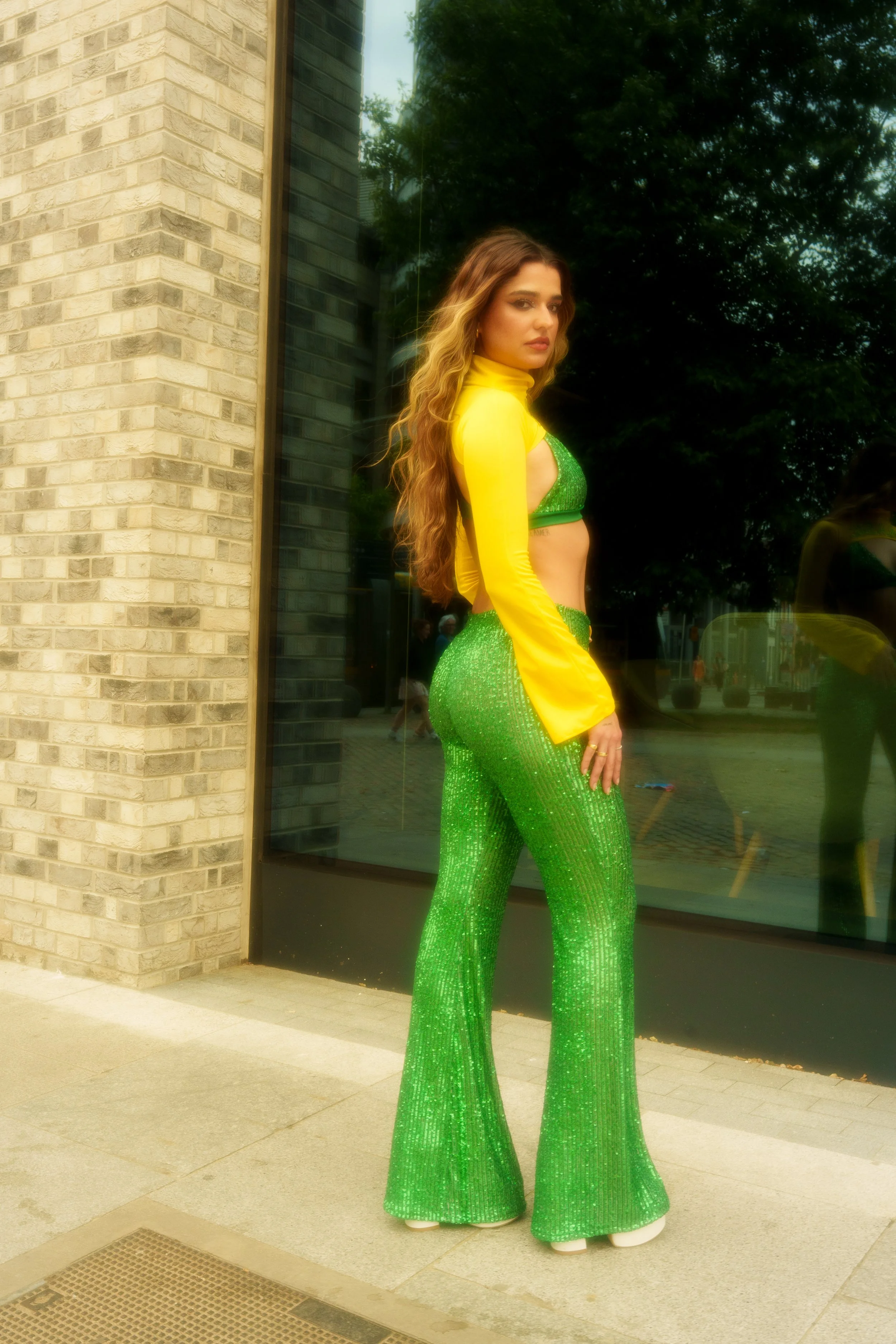 Green Sequin Trousers