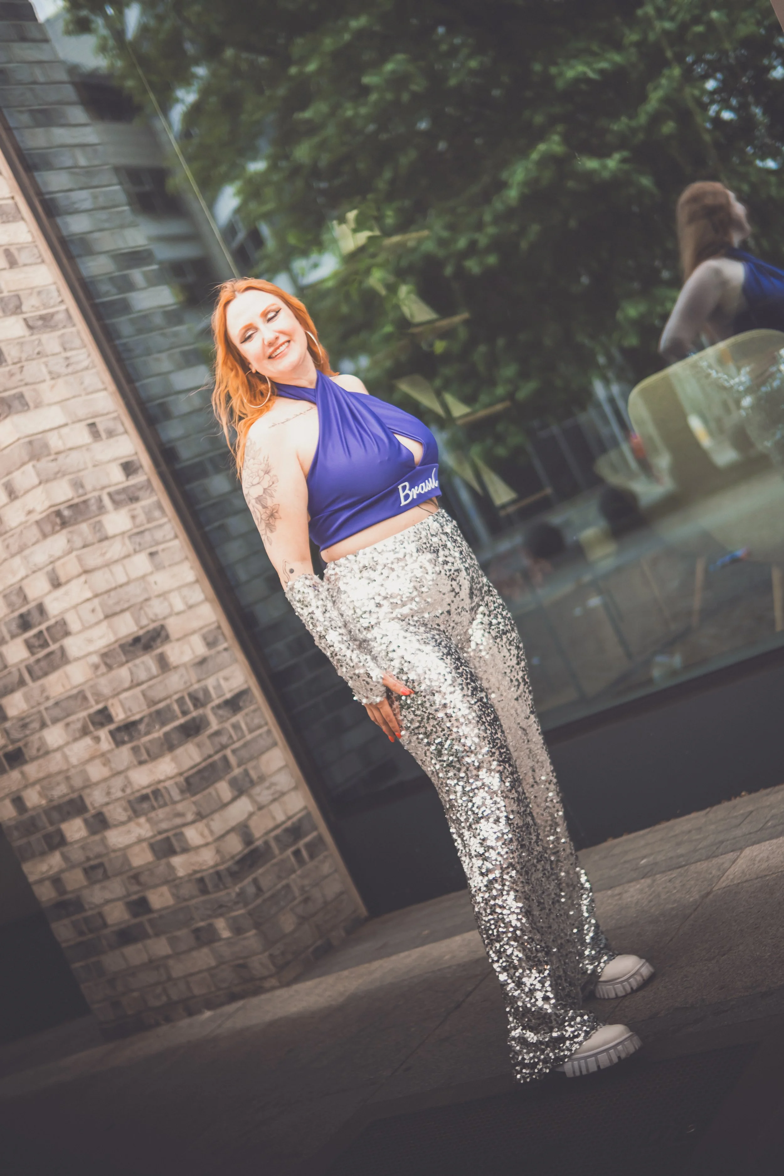 Silver sequin pants