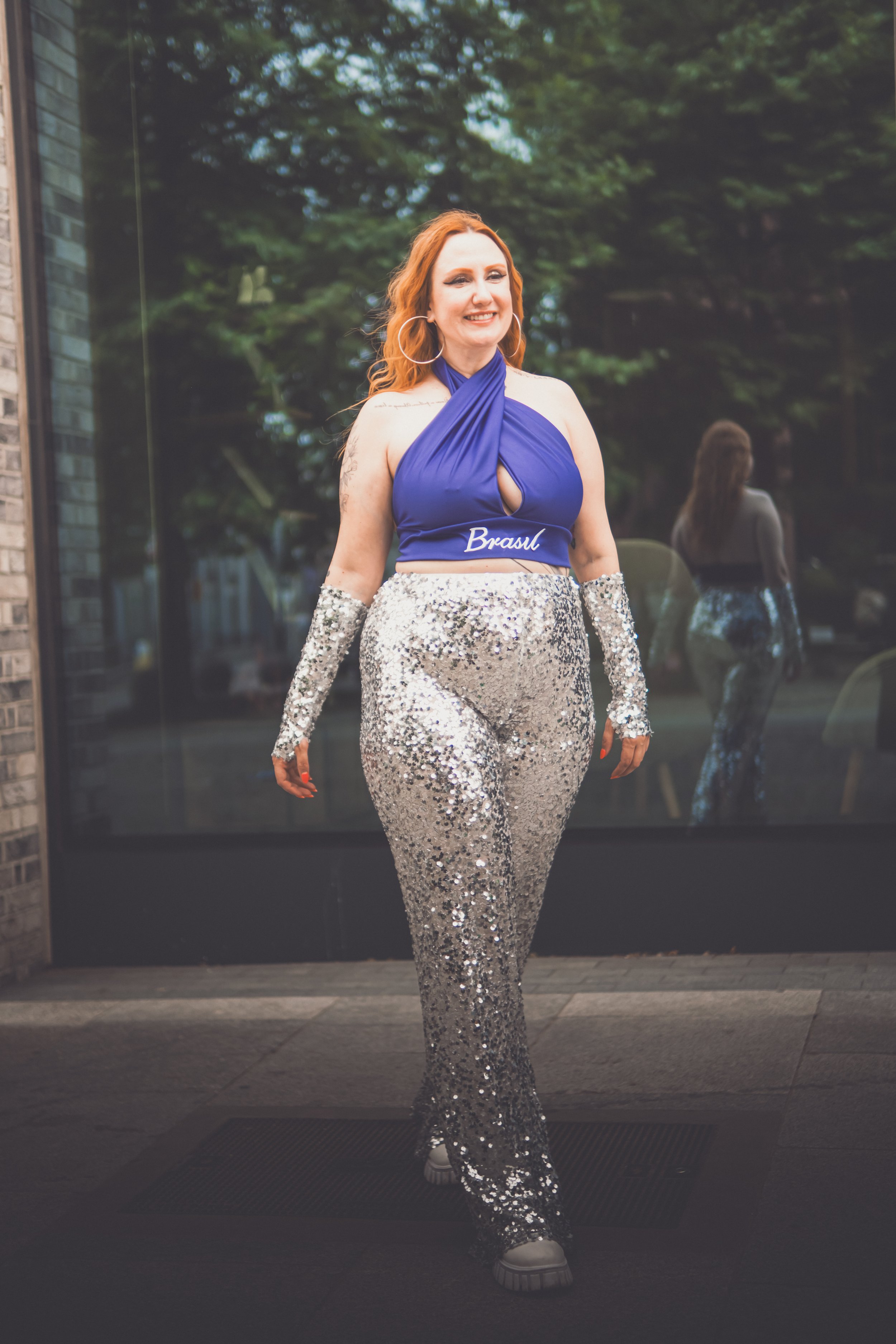 Silver sequin gloves