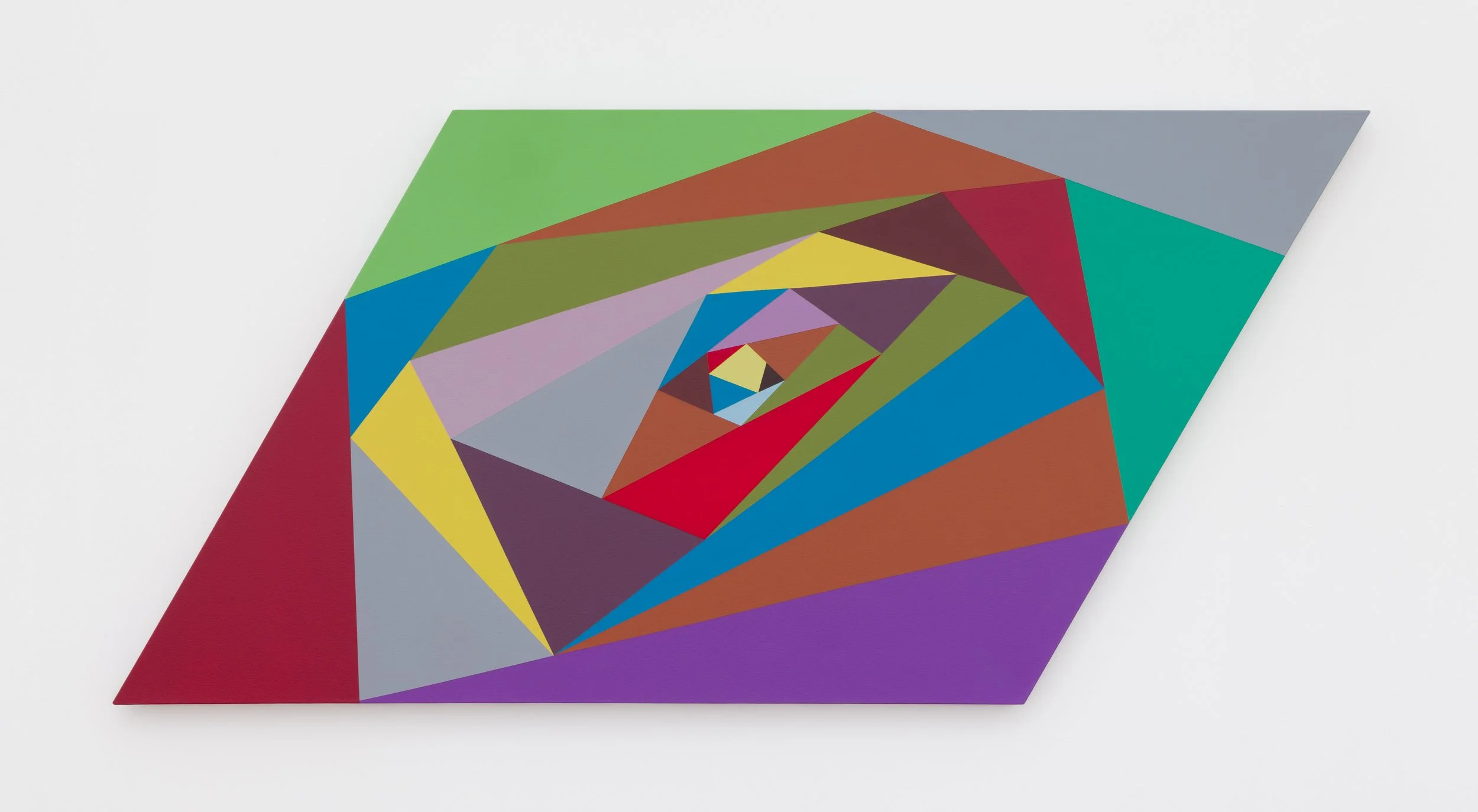 "Geometric abstract oil painting by Valentina Luna, contemporary Latin American artist"