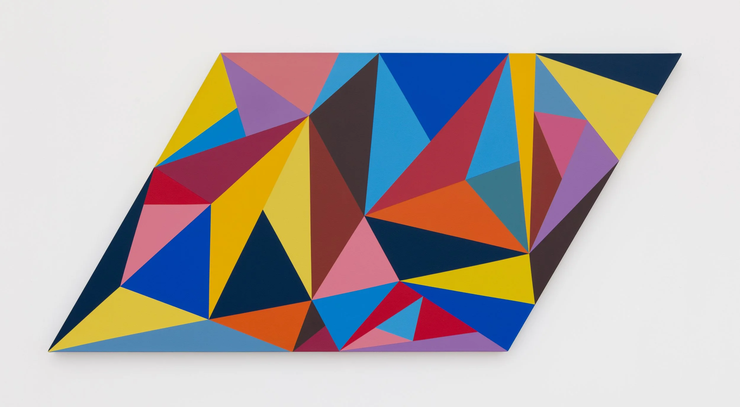 "Geometric abstract oil painting by Valentina Luna, contemporary Latin American artist"