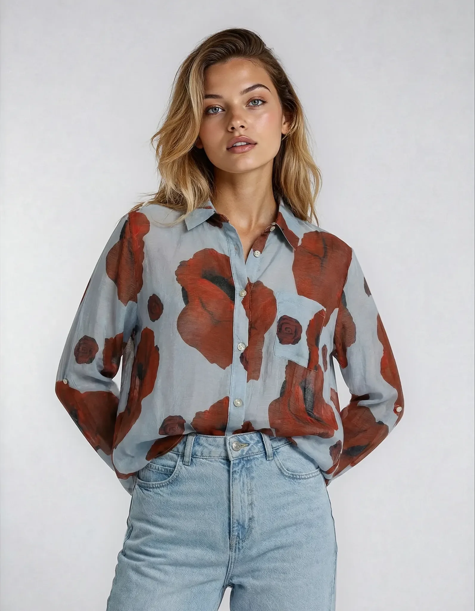 FLORA – Bluse mit Mohnblumen-Print