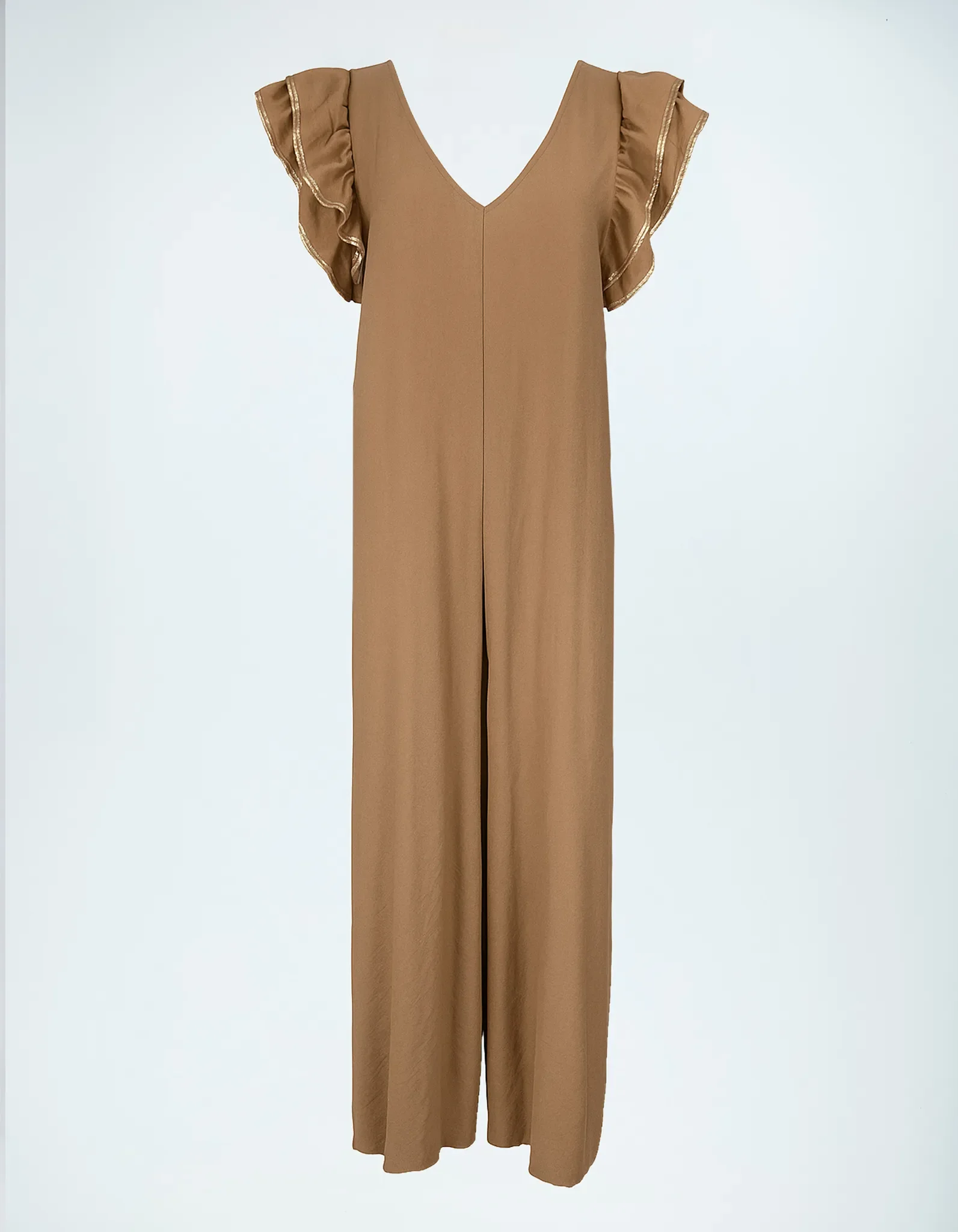 Beiger Jumpsuit Lio Frontansicht.