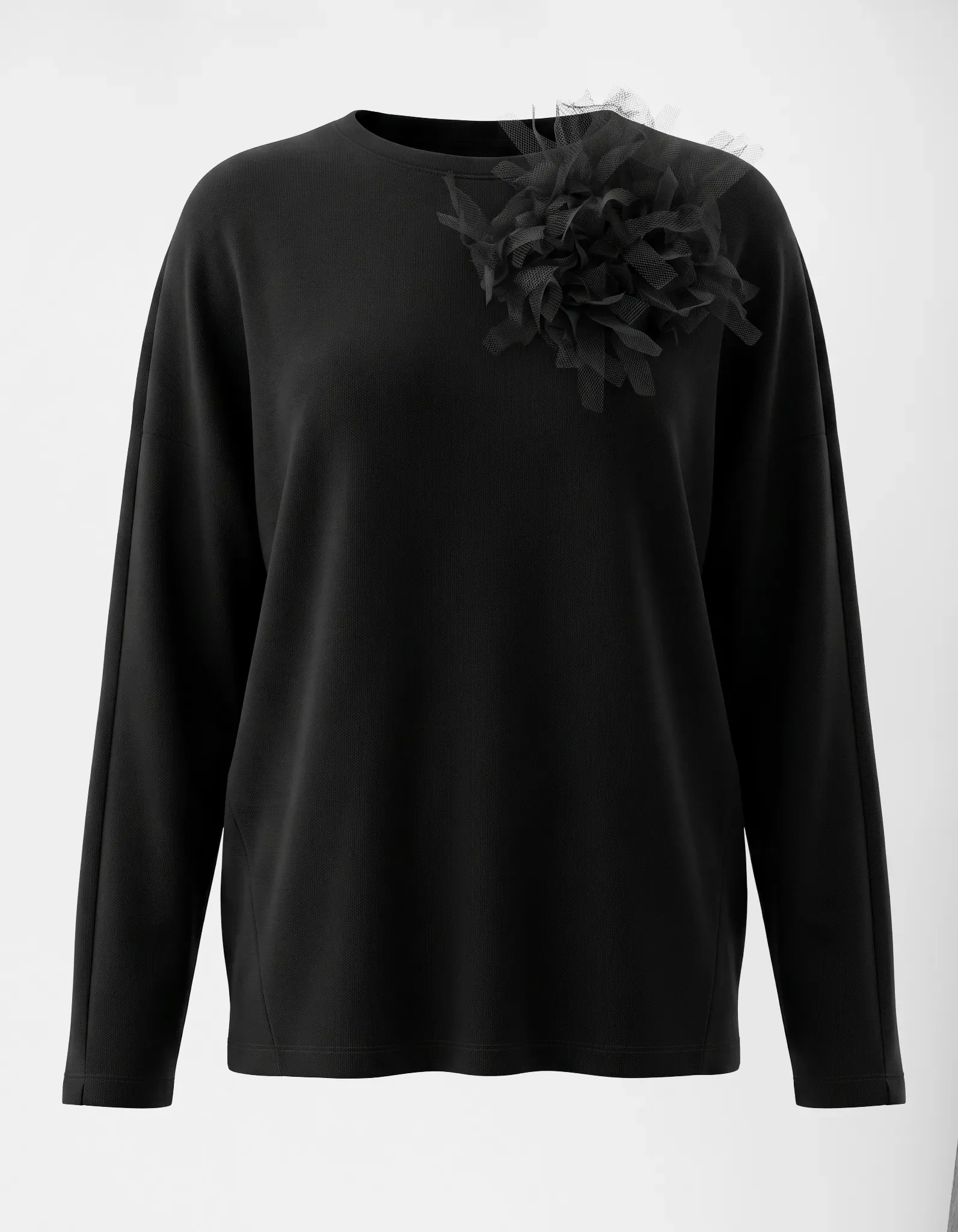 AMARA Lounge-Sweater mit 3D-Blüten-Highlight