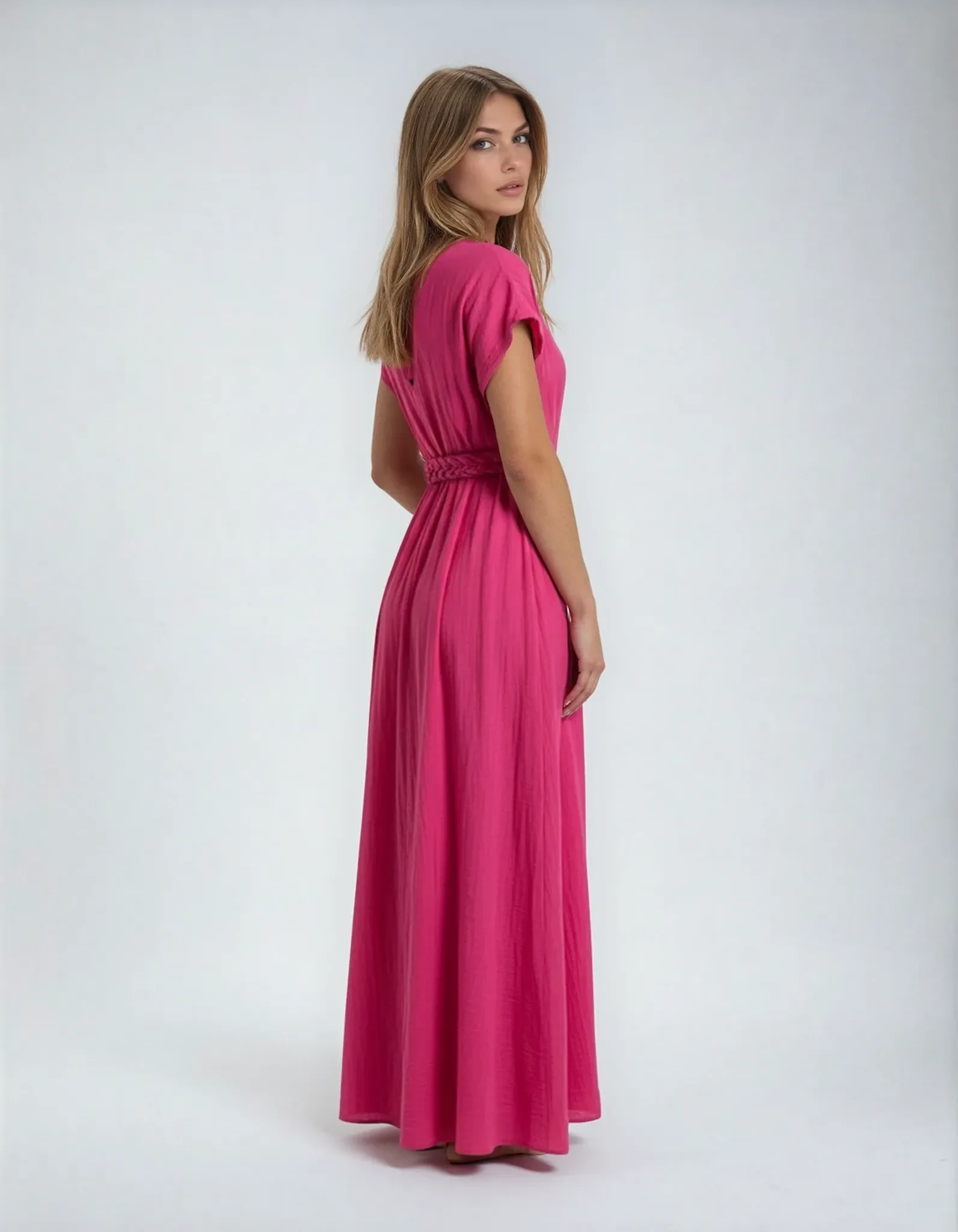 Maxikleid mit Flechtgürtel
