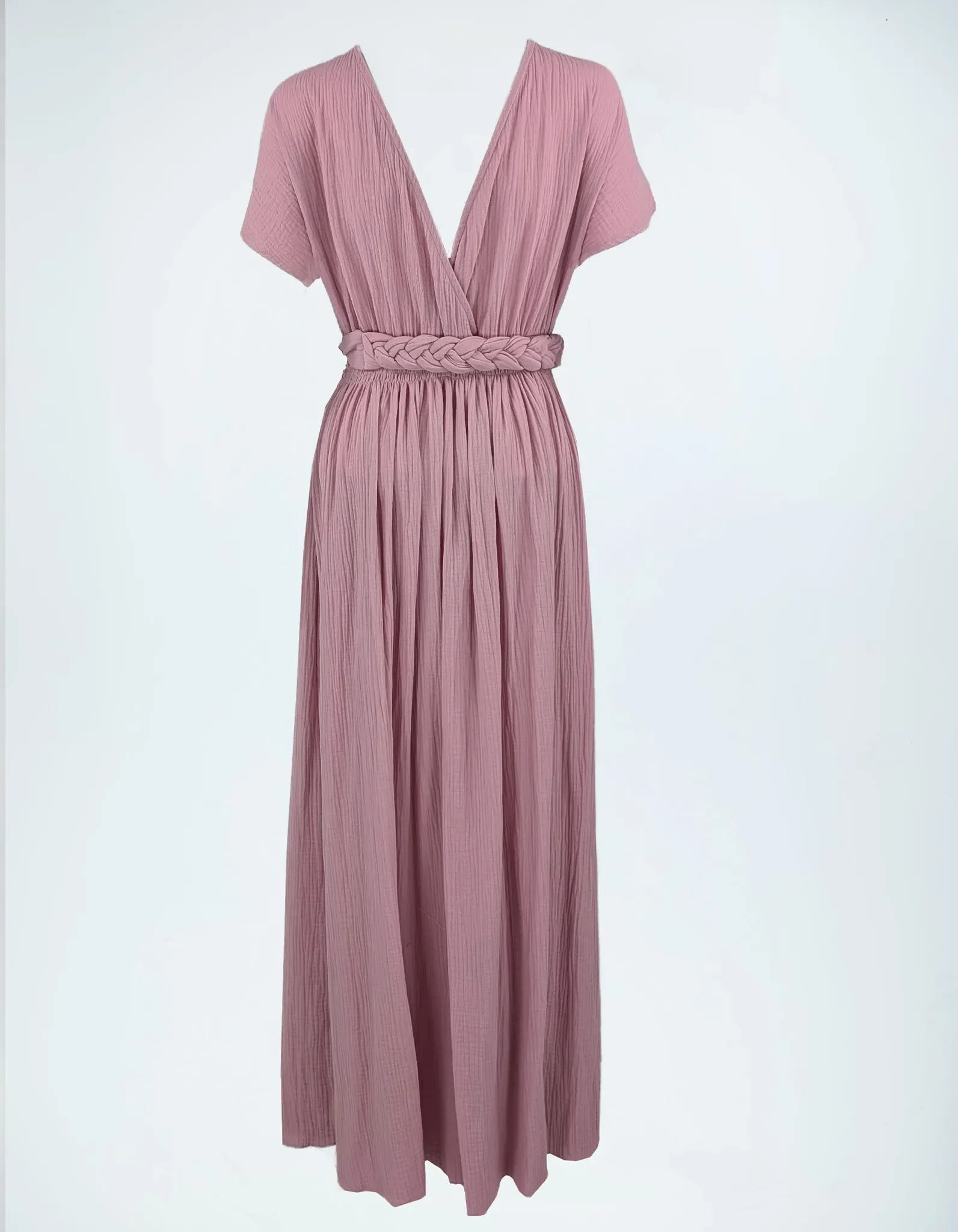 Musselin-Kleid Dusty Rose Detail.