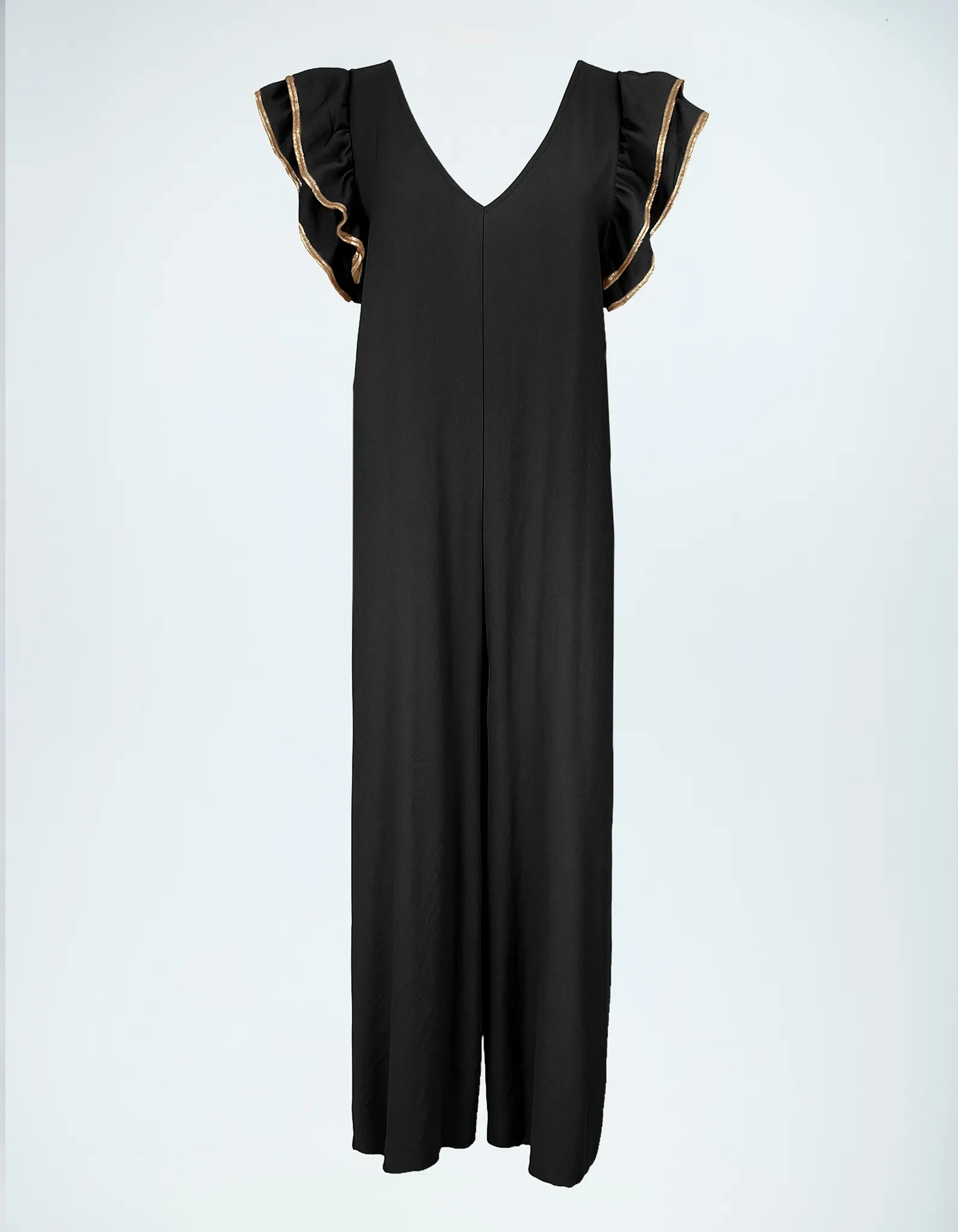 Schwarzer Jumpsuit Lio Frontansicht.