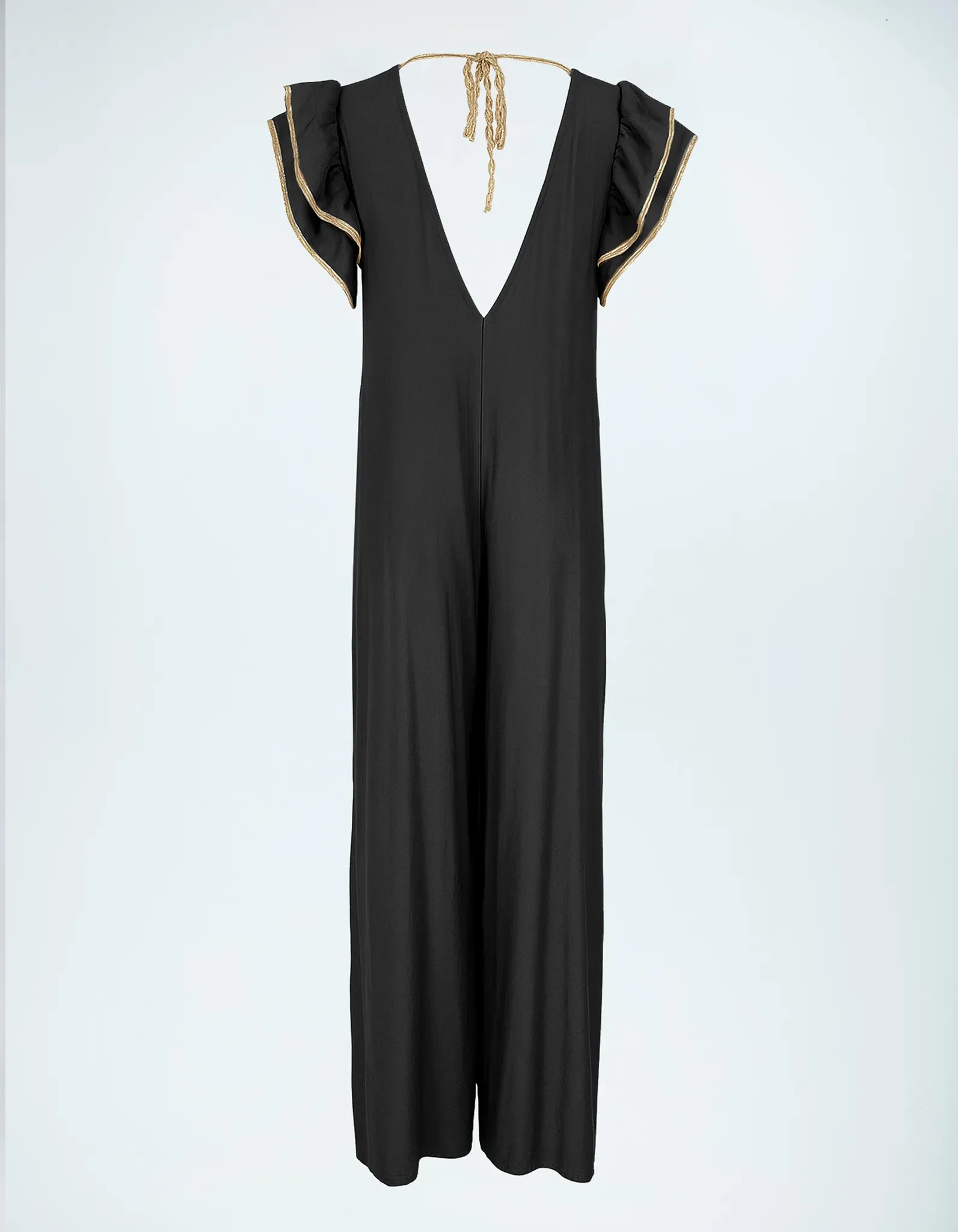 Schwarzer Jumpsuit Lio Rückenausschnitt.