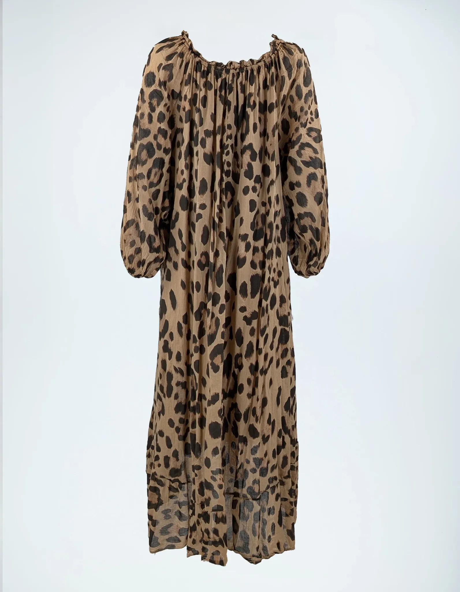 Leo-Print Maxikleid Rückansicht.