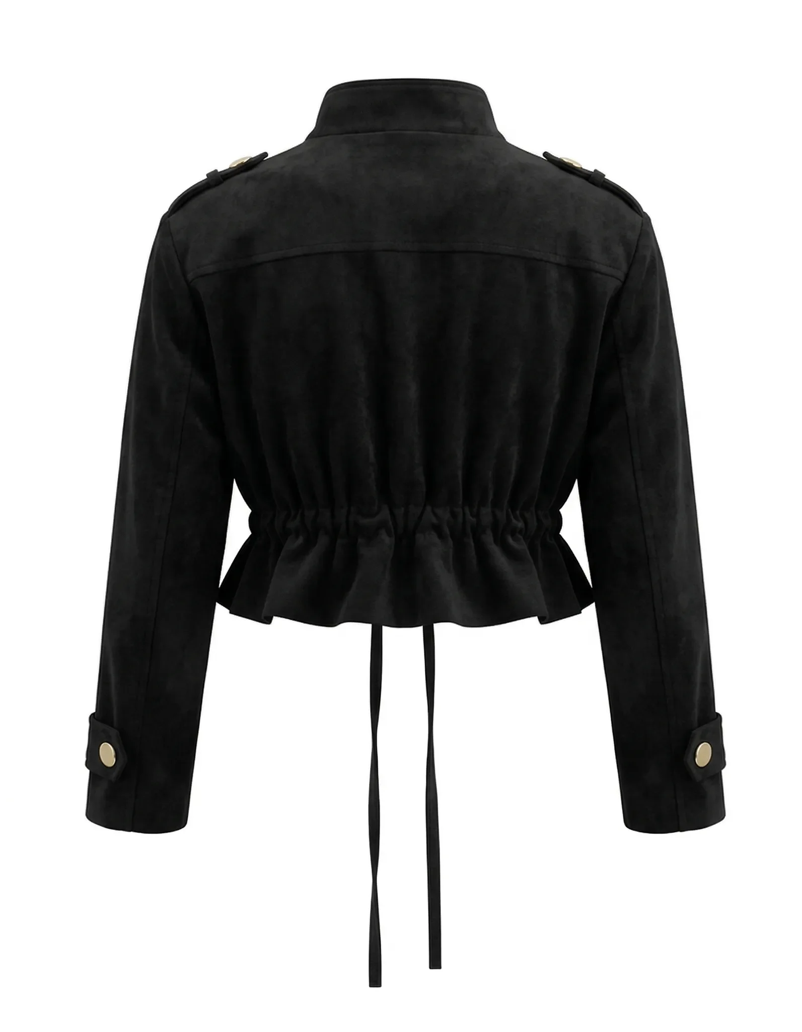 Schwarze Military-Jacke Rückansicht.