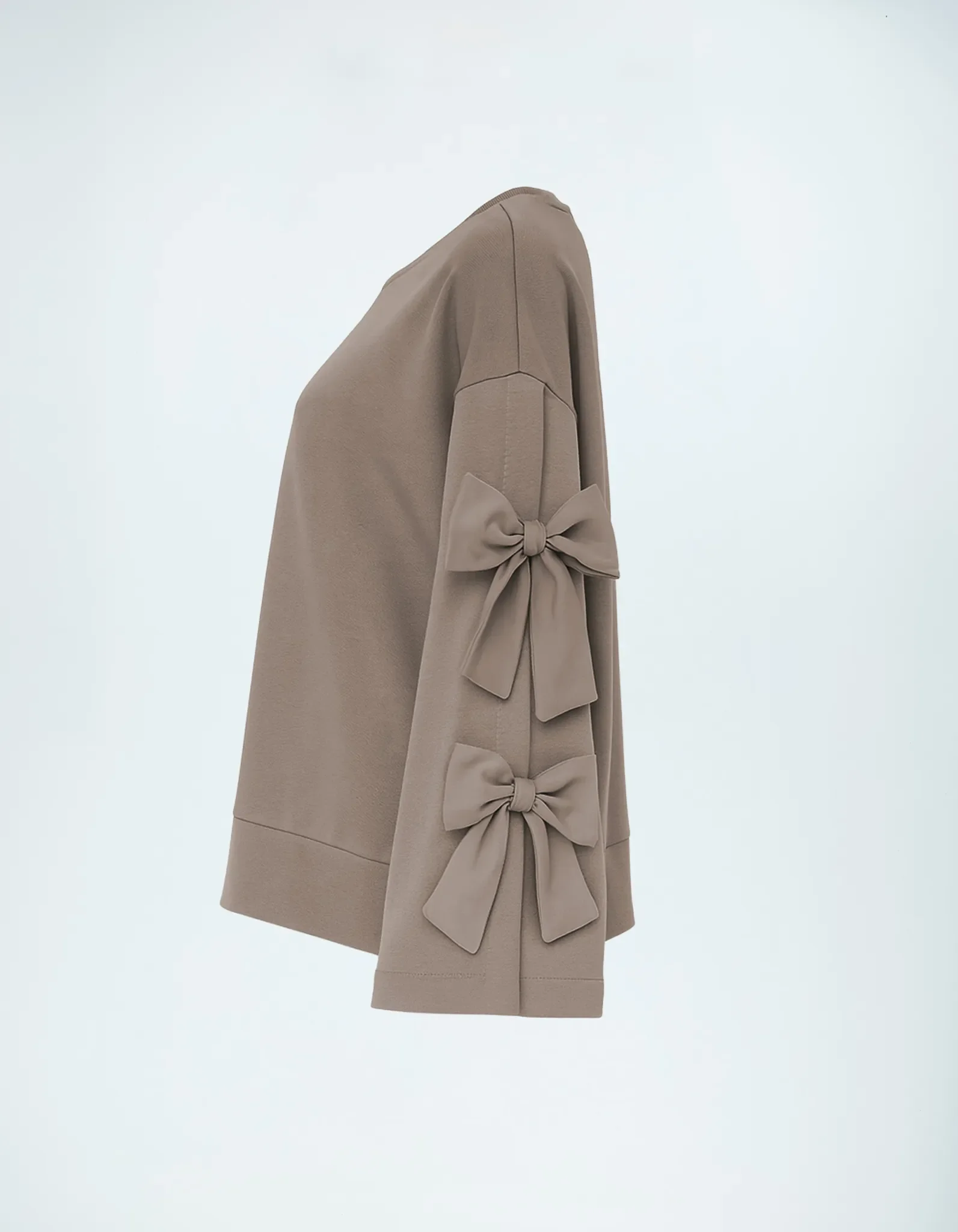 Taupe Sweatshirt mit Schleifen Seite.