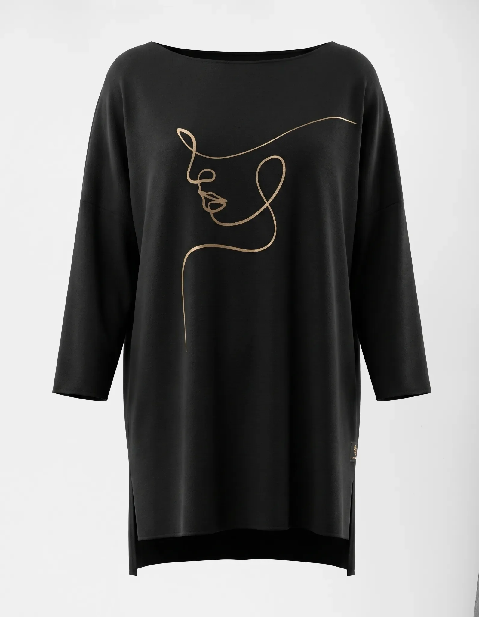 AURA – Oversize-Longshirt mit goldener Line-Art