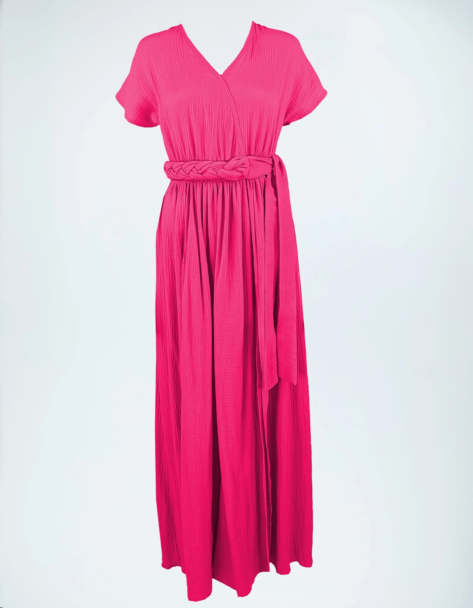 Musselin-Kleid Hot Raspberry Front.