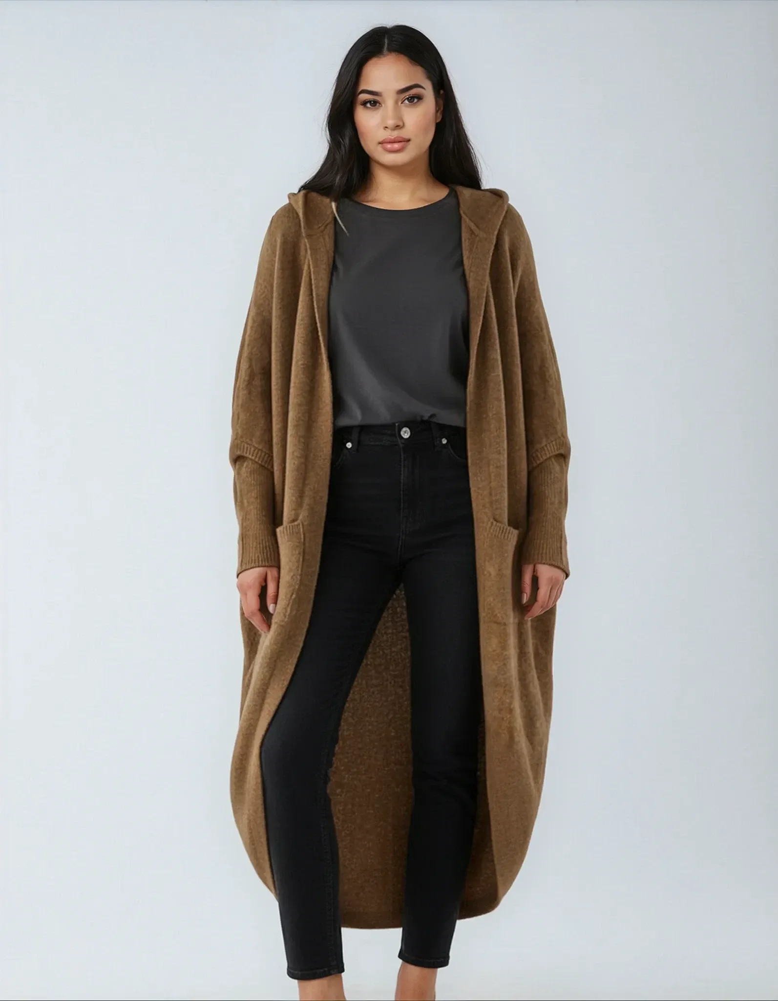 MELIA Oversized Strickmantel mit Kapuze