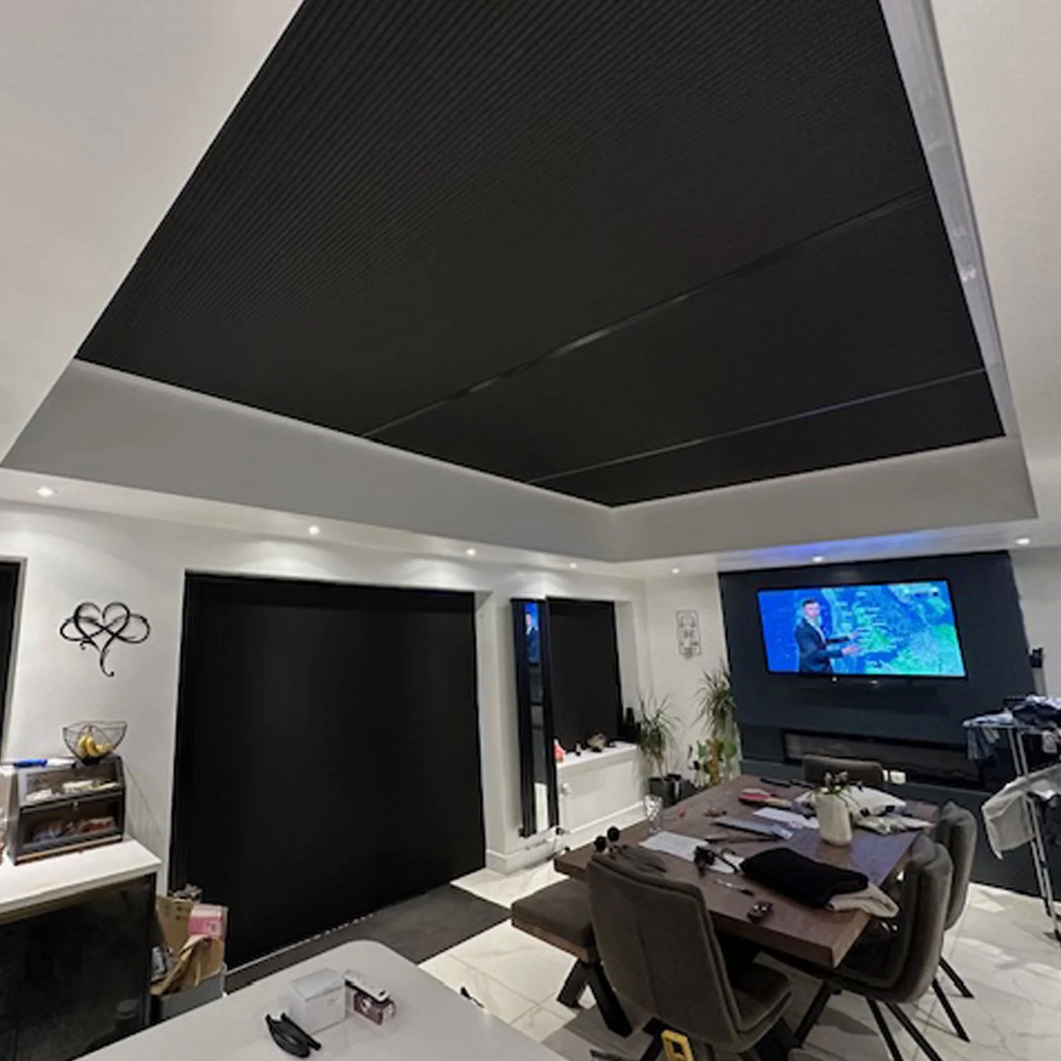 black sky track wall and ceiling blinds