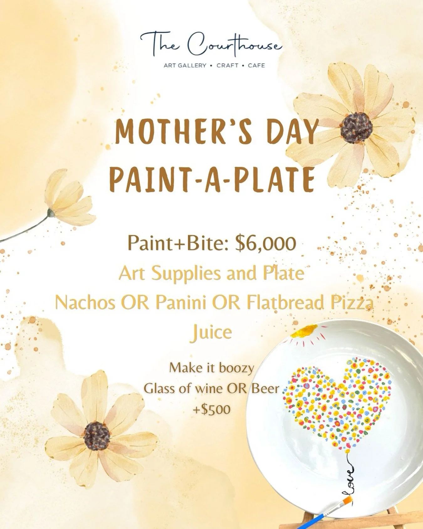 Celebrate her with something thoughtful, creative, and just a little bit indulgent 💛

This Mother&rsquo;s Day, join us for Paint-A-Plate, where art meets a relaxed, feel good afternoon. Create your own keepsake while enjoying a bite, a sip, and time