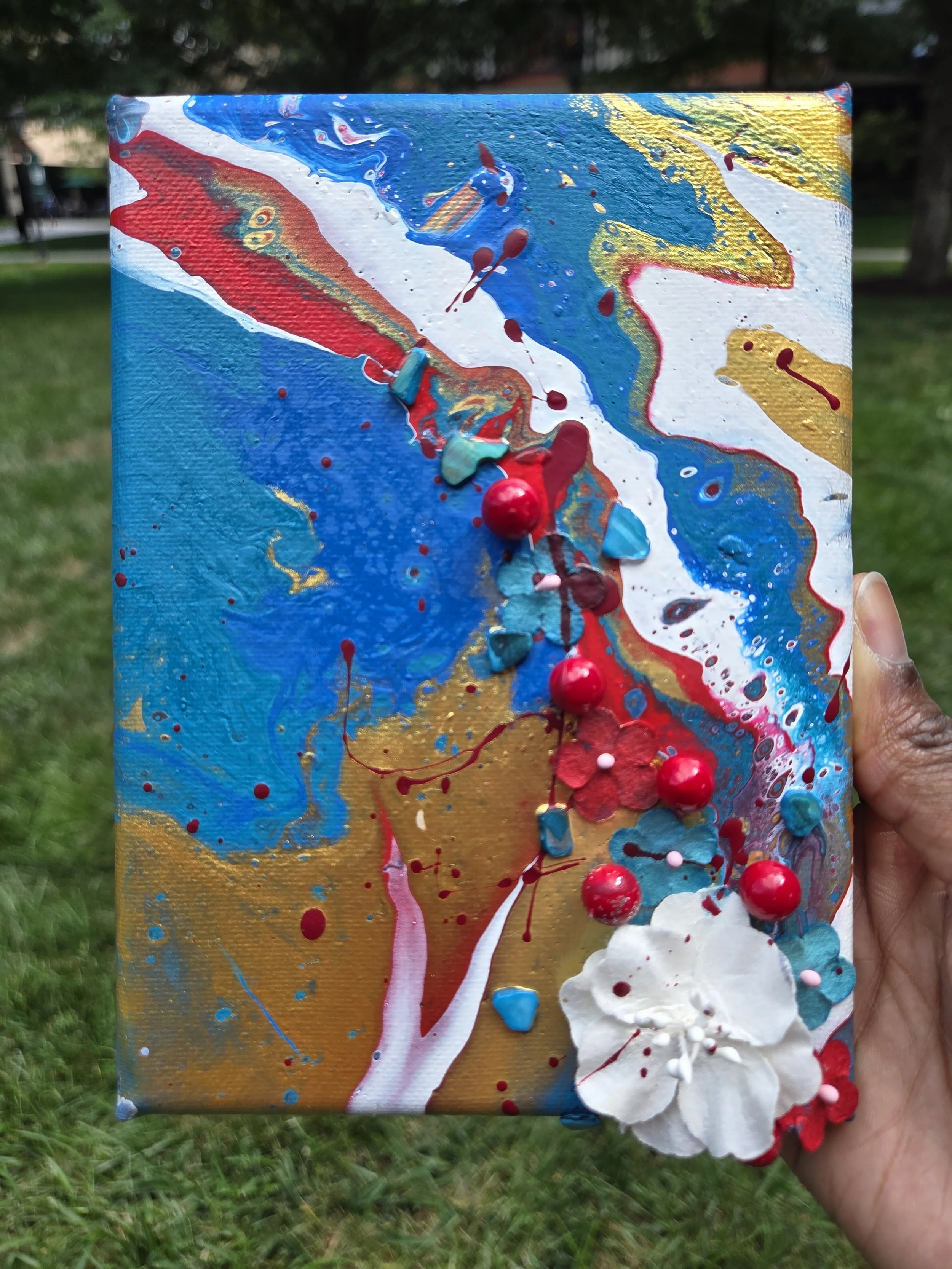 CRIMSON TIDES MINI FLUID ART PAINTING 3