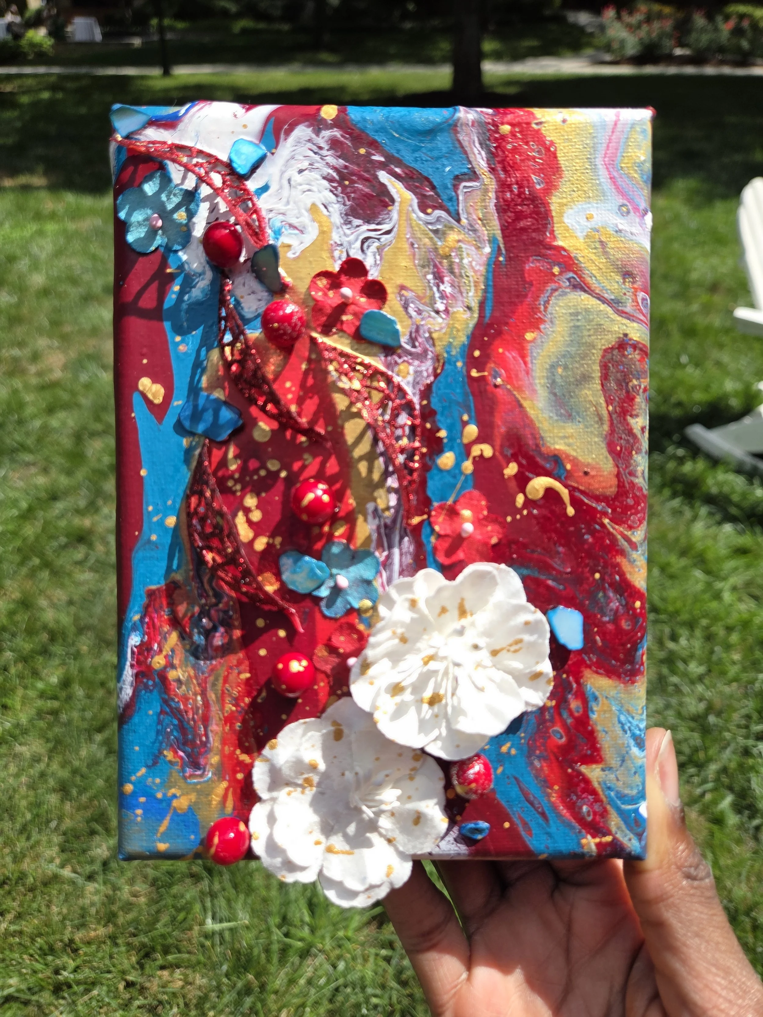 CRIMSON TIDES MINI FLUID ART PAINTING 1