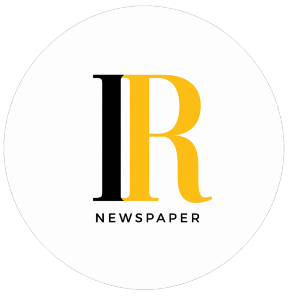IR Newspaper logo featuring black and gold initials inside a white circle.