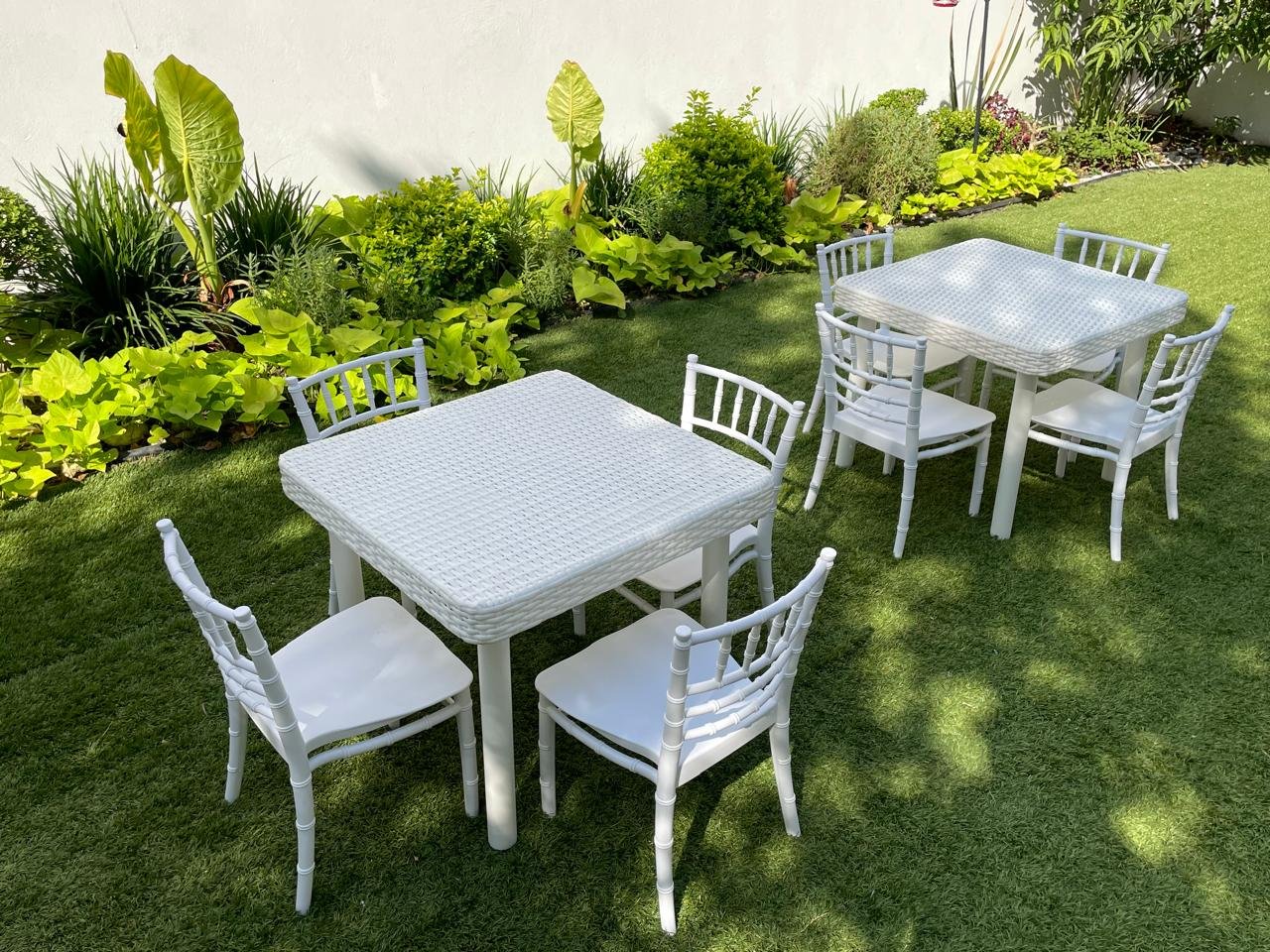 Juego de 2 Mesas y 8 Sillas Infantil Blanco