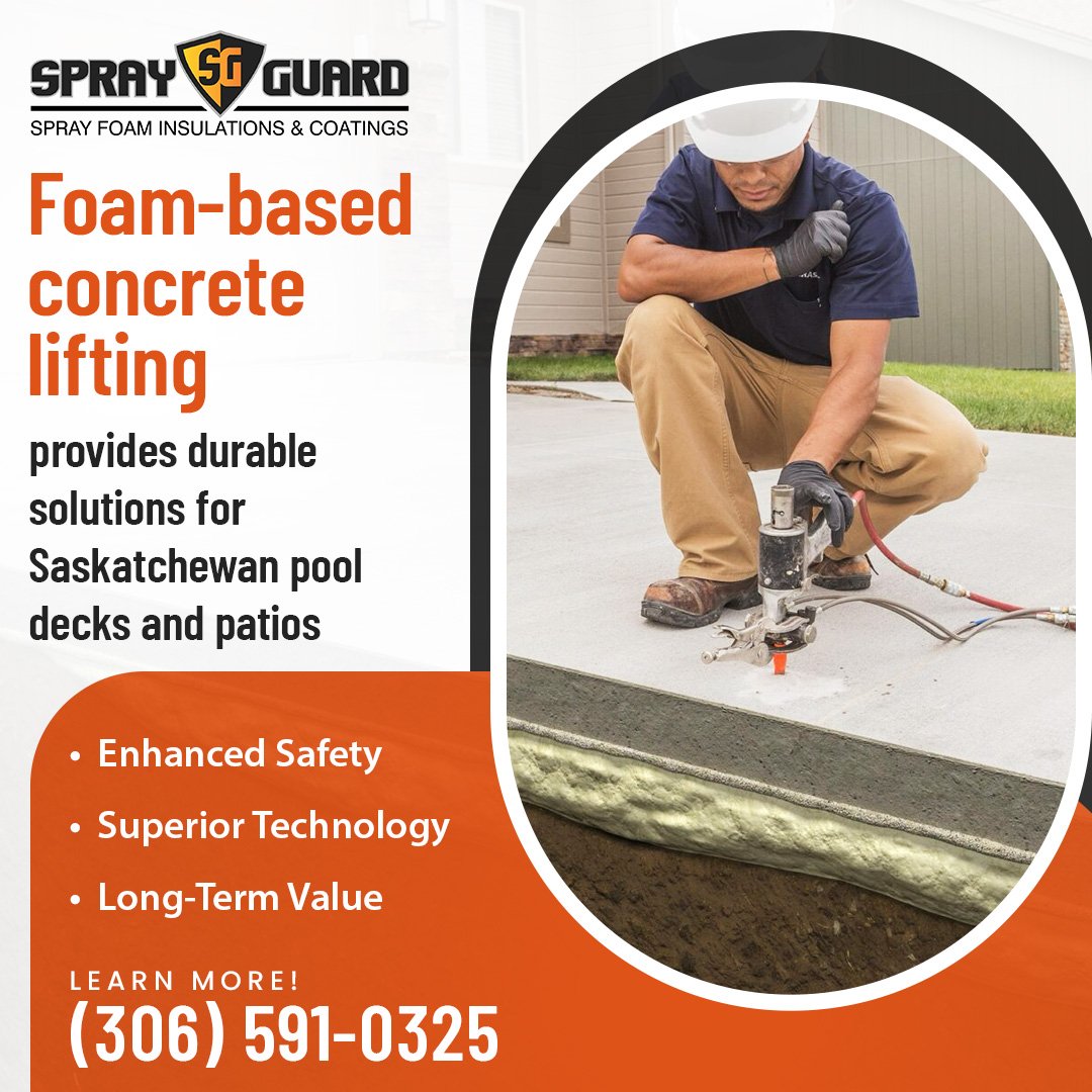 Concrete Lifting &amp; Levelling for Pool Decks and Patios in Regina | Spray Guard Spray Foam