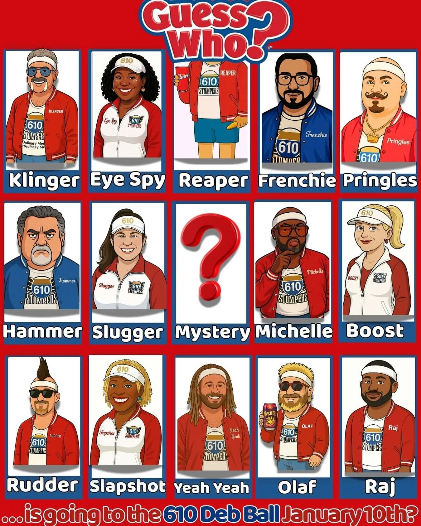 🕹️ Guess Who? 🕹️

The Stompers are on the board&hellip; but one mystery square remains.

❓ Do they rock gold kicks?
❓ Do they have a glorious mustache?
❓ Are their dance moves&hellip; extraordinary?
❓ Could it actually be YOU? 👀

We hope so!
610 S