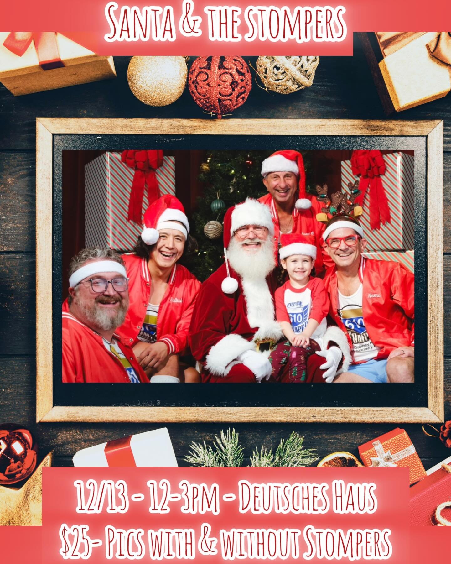 🎅 SANTA + THE 610 STOMPERS! 🕺
Join us at the @noladeutscheshaus for the ultimate holiday photo experience!
The Deal: $25 gets you a downloadable digital package including:
1. A photo with Santa
2. A photo with Santa &amp; The Stompers
⏰ Time sensit