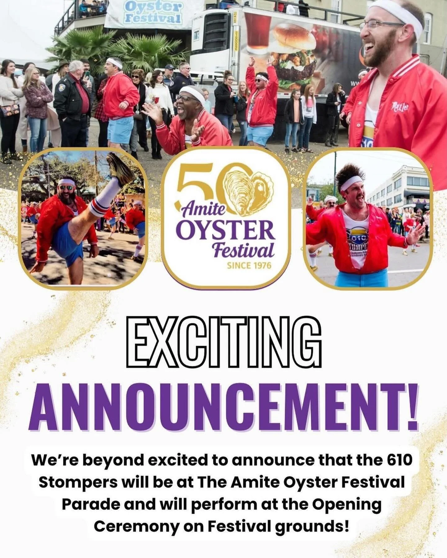 Oh shuck yeah, Amite&hellip; we&rsquo;re back. 🦪💃
The 610 Stompers are headed to the @amite_oyster_festival tomorrow (Saturday, March 21). It&rsquo;s their 50th(‼️)year, and we&rsquo;re glad to be part of it.

Catch us in the festival parade at 10A