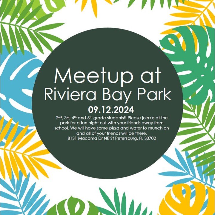 Hope to see 2nd, 3rd,4th and 5th grade students tomorrow 9/12 at 6pm at Riviera Bay Park!!