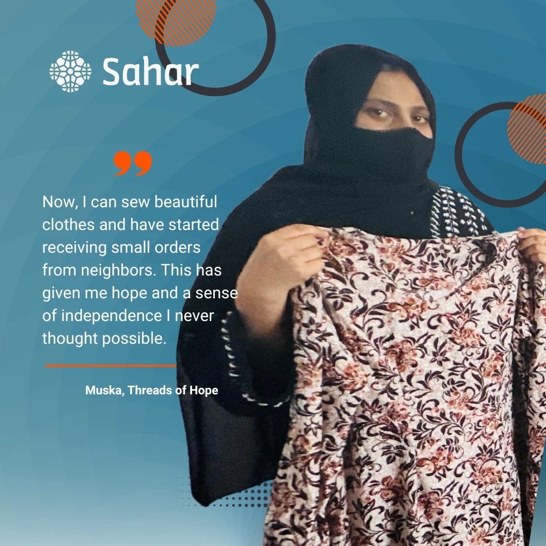 &quot;Now, I can sew beautiful clothes and have started receiving small orders from neighbors. This has given me hope and a sense of independence I never thought possible.&quot; &mdash; Muska, Threads of Hope participant.

Even now, during a nationwi