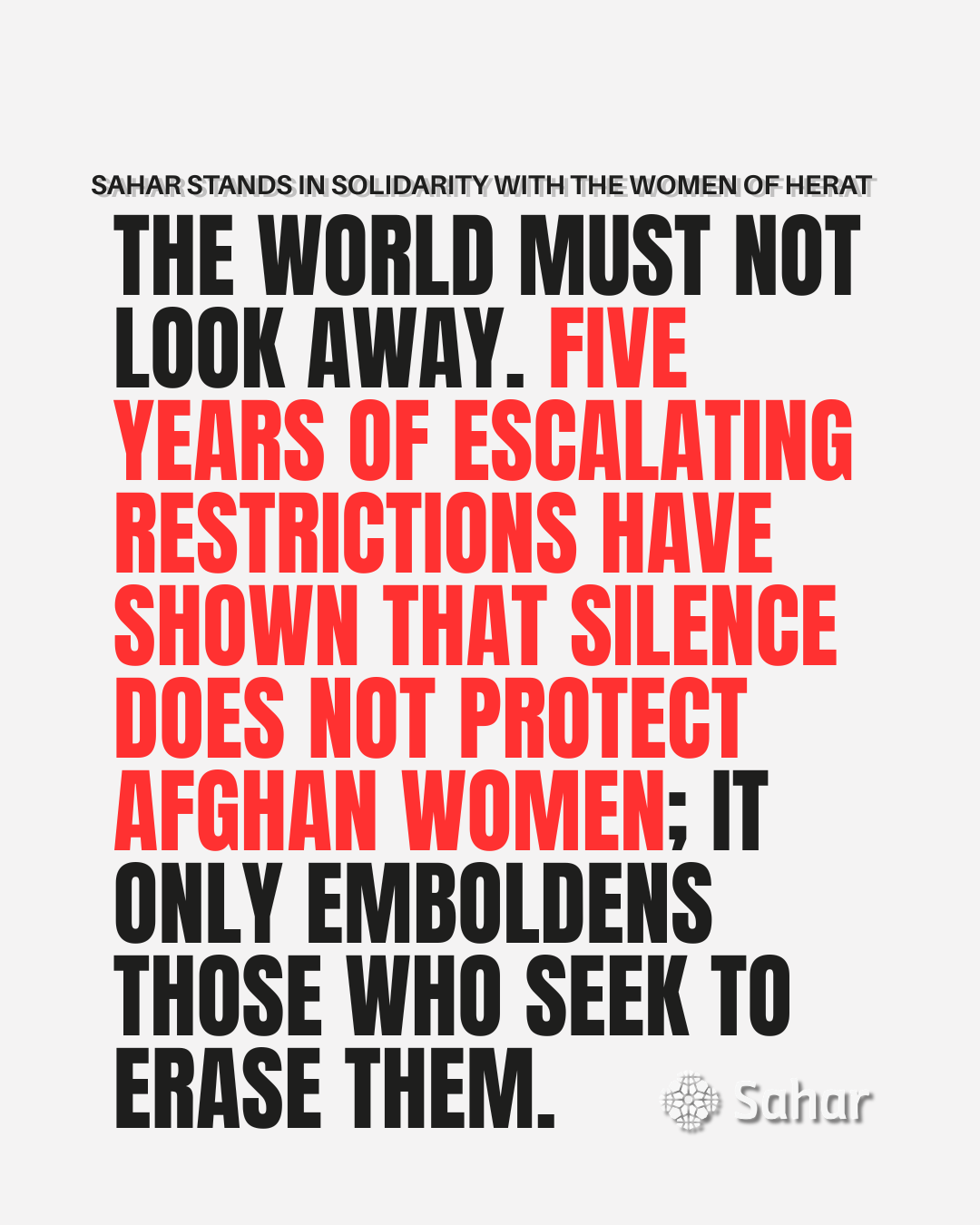 Sahar Stands in Solidarity with the Women of Herat