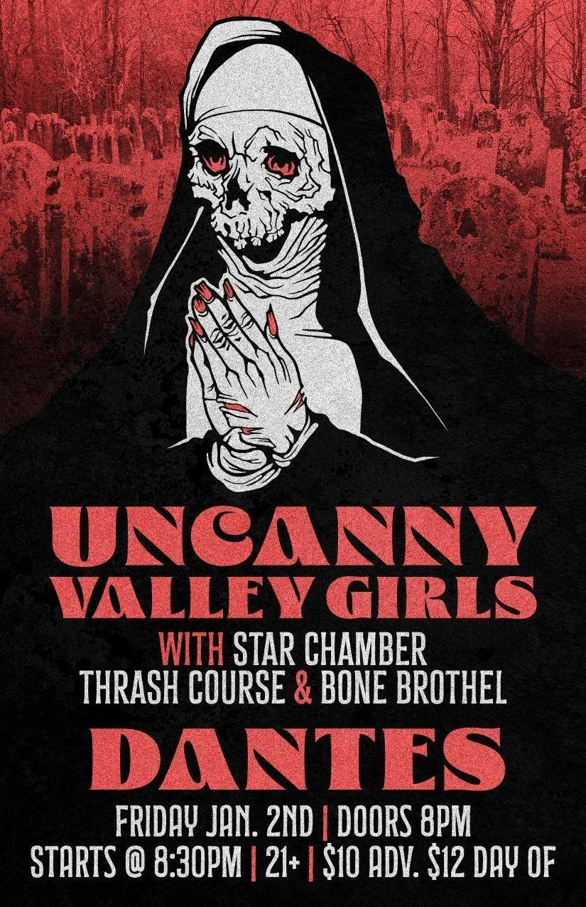 Uncanny valley girls, star chamber, thrash course, bone brothel