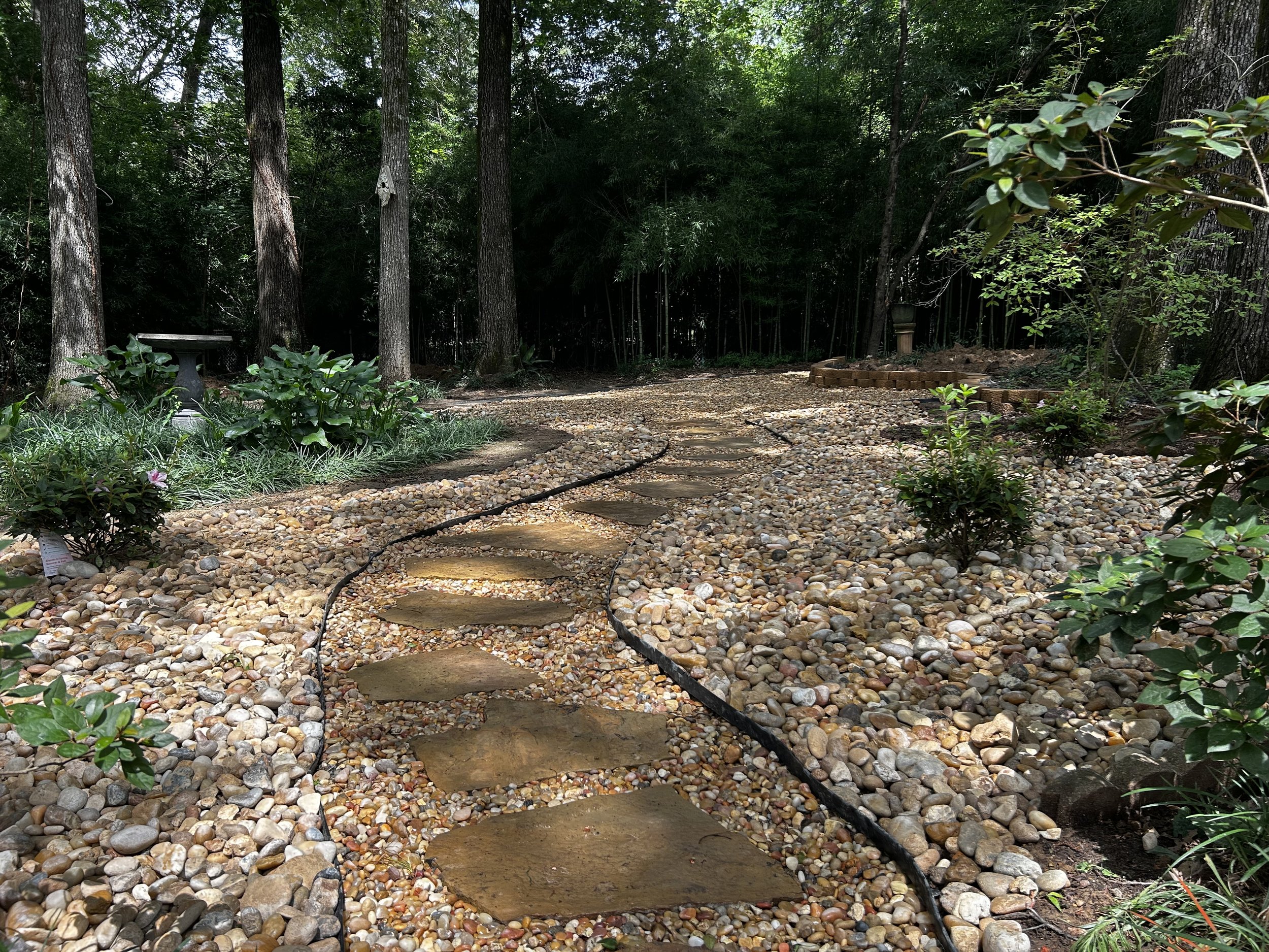 Flagstone Walkway, Rock Flower Bed, and Rock Patio