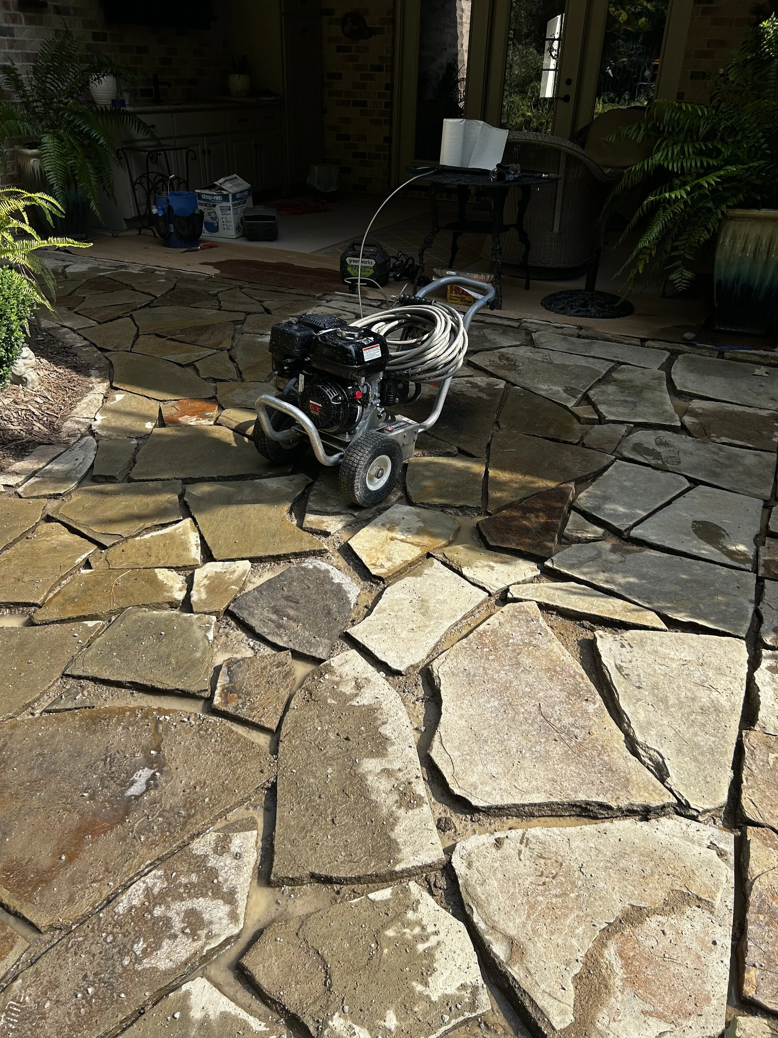 During - Stones are being cleaned and joints are being cleared