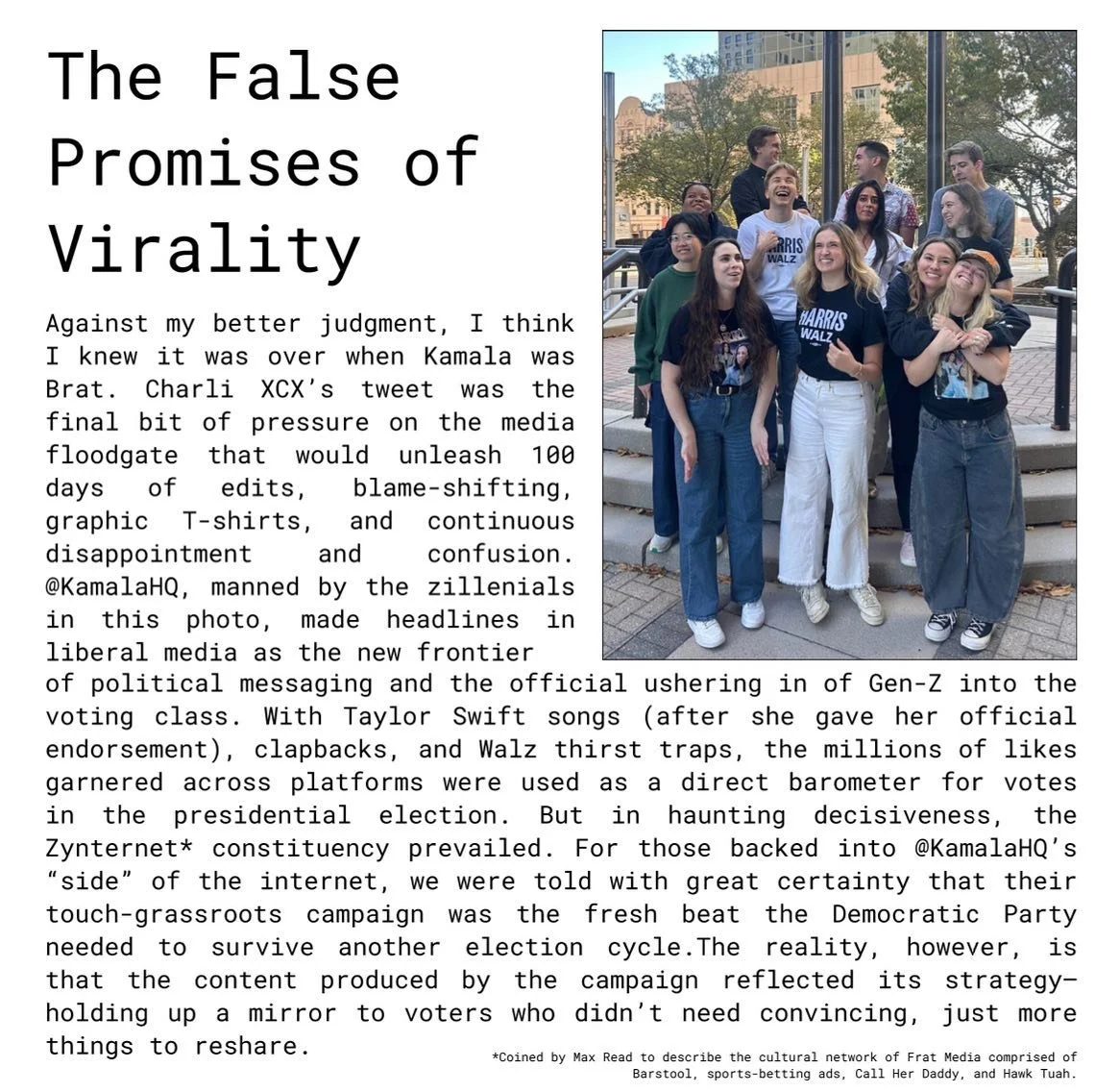 Late election thoughts, brief discussion of the 4B movement, and questions about the future of government and social media in the wake of DOGE.