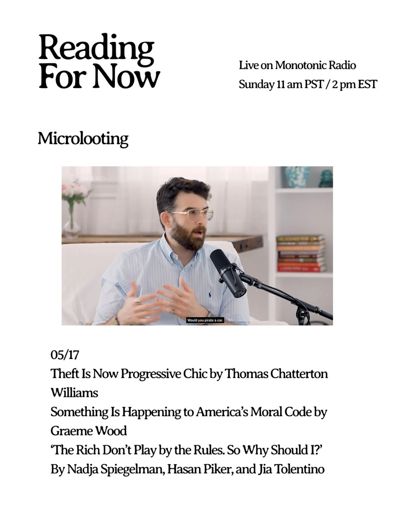After a month long hiatus 🧘🏻&zwj;♀️ we are back today with Jia Toletino and Hasan Piker&rsquo;s discussion of stealing AND the two subsequent responses from The Atlantic. We will be reading the two response pieces first to see if anything they said