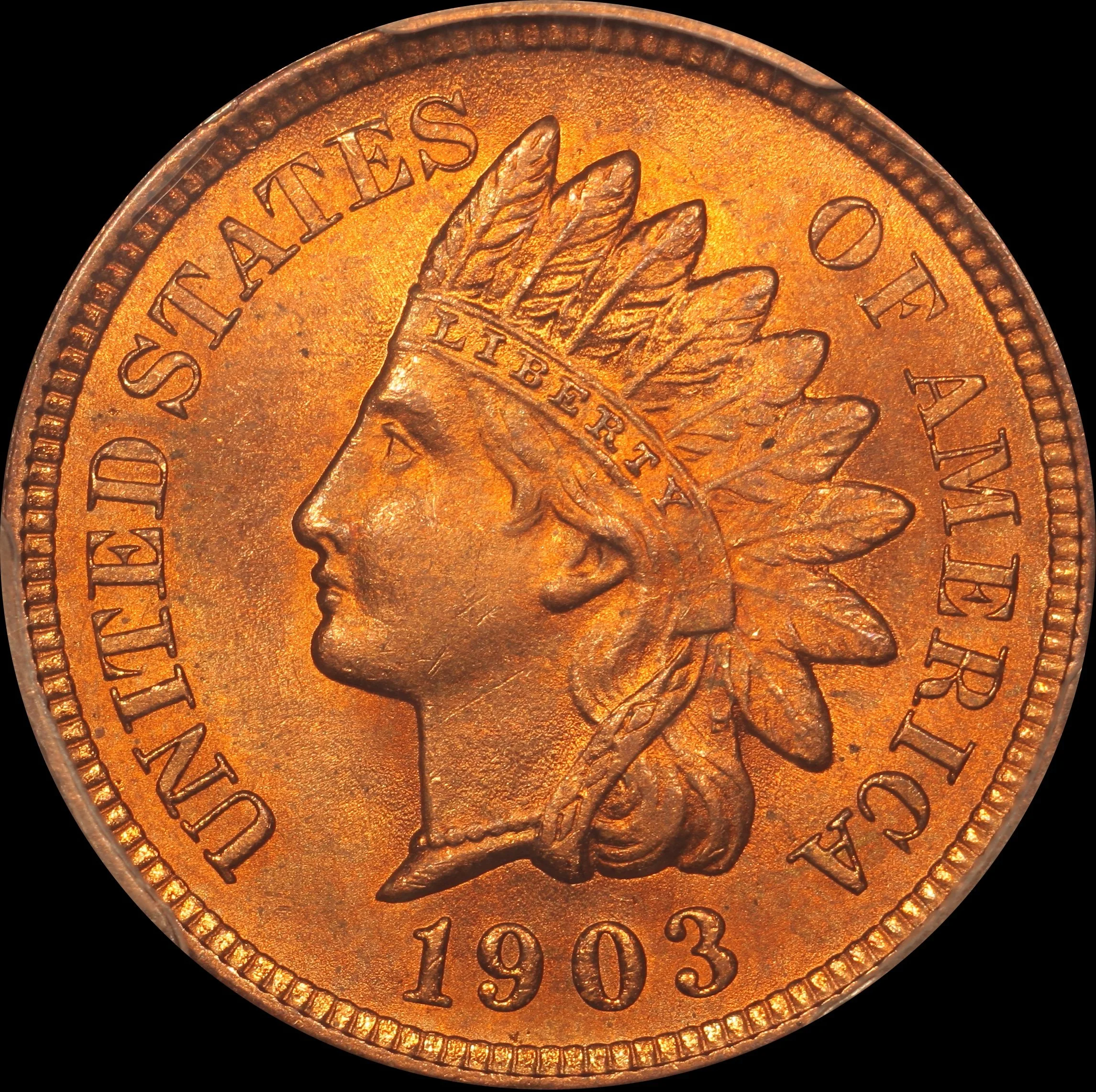 1903 1c Indian Head Cent PCGS MS 65 RB CAC & PS