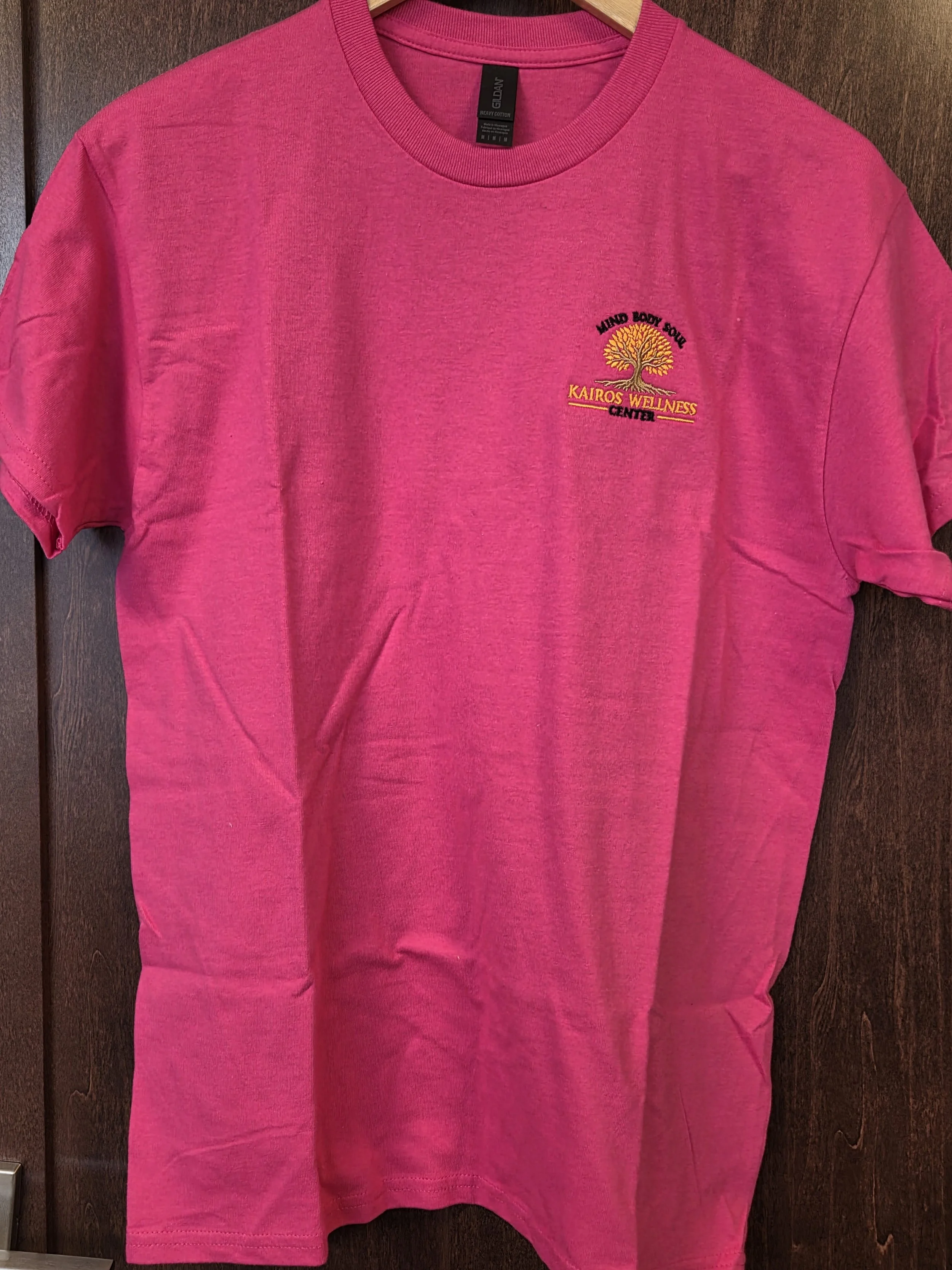 Pink Wellness Tee with Embroidered Logo