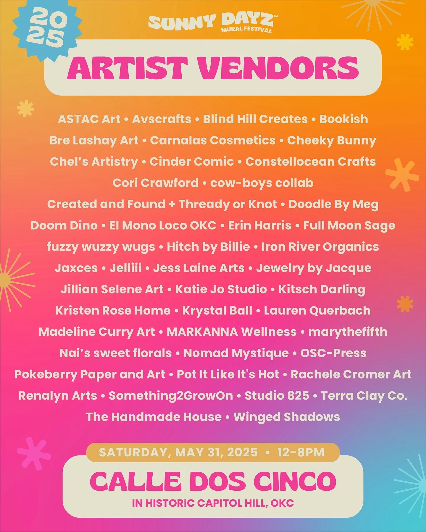 So so sooooo excited to be a part of the Sunny Dayz Mural Festival. Thank you @sunnydayzmuralfest for the work you do for women and gender minorities.

This year it&rsquo;s in OKC, so come and check out the art I have for sale!