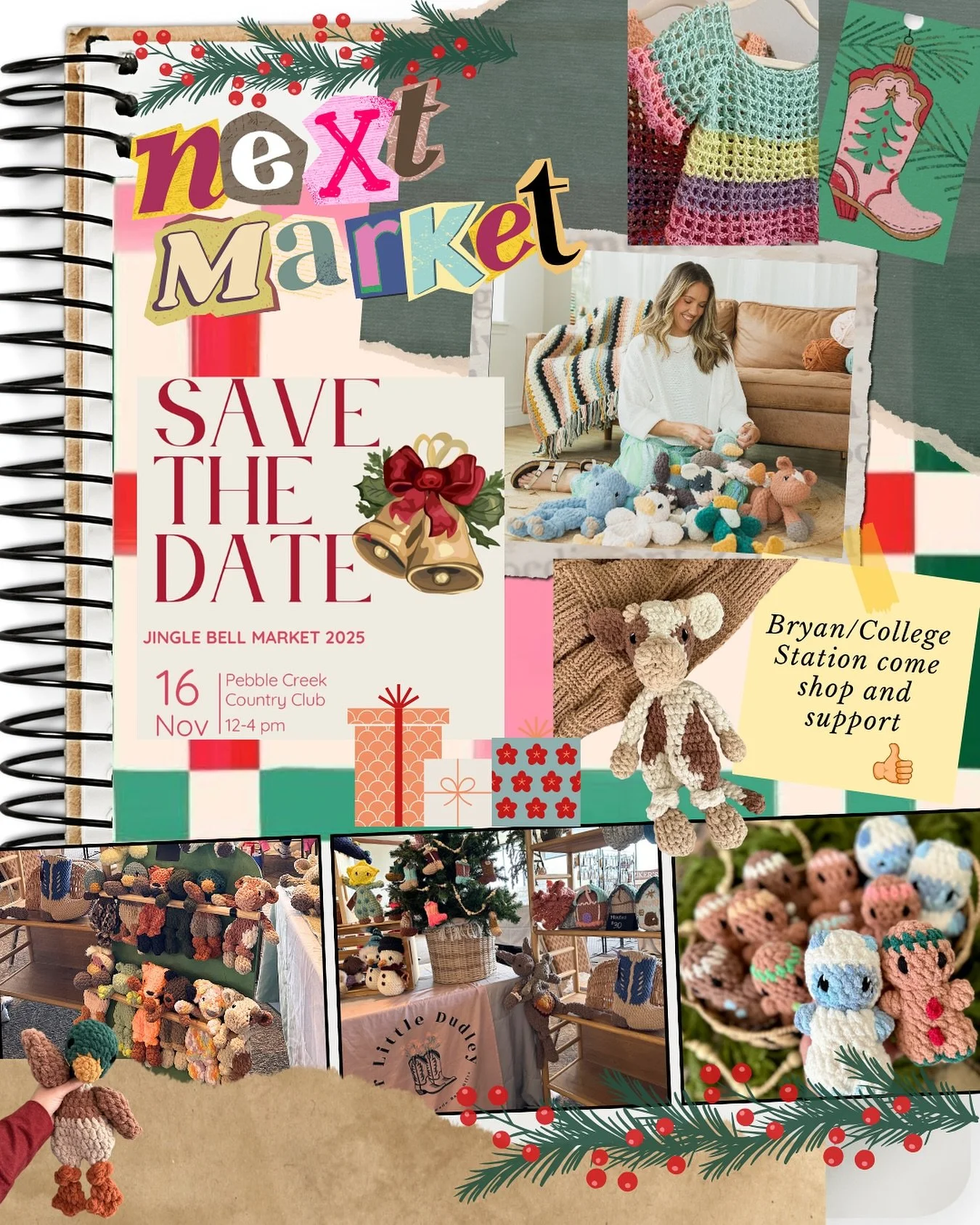 Next market! Nov 16th!🎄 

Love this scrapbook trend so have to try it out! 

Aggieland! Come shop at @jinglebellmarketbcs for a great cause and knock out your holiday shopping! 

My list is long of items in the works to bring with me! Ornaments, lov