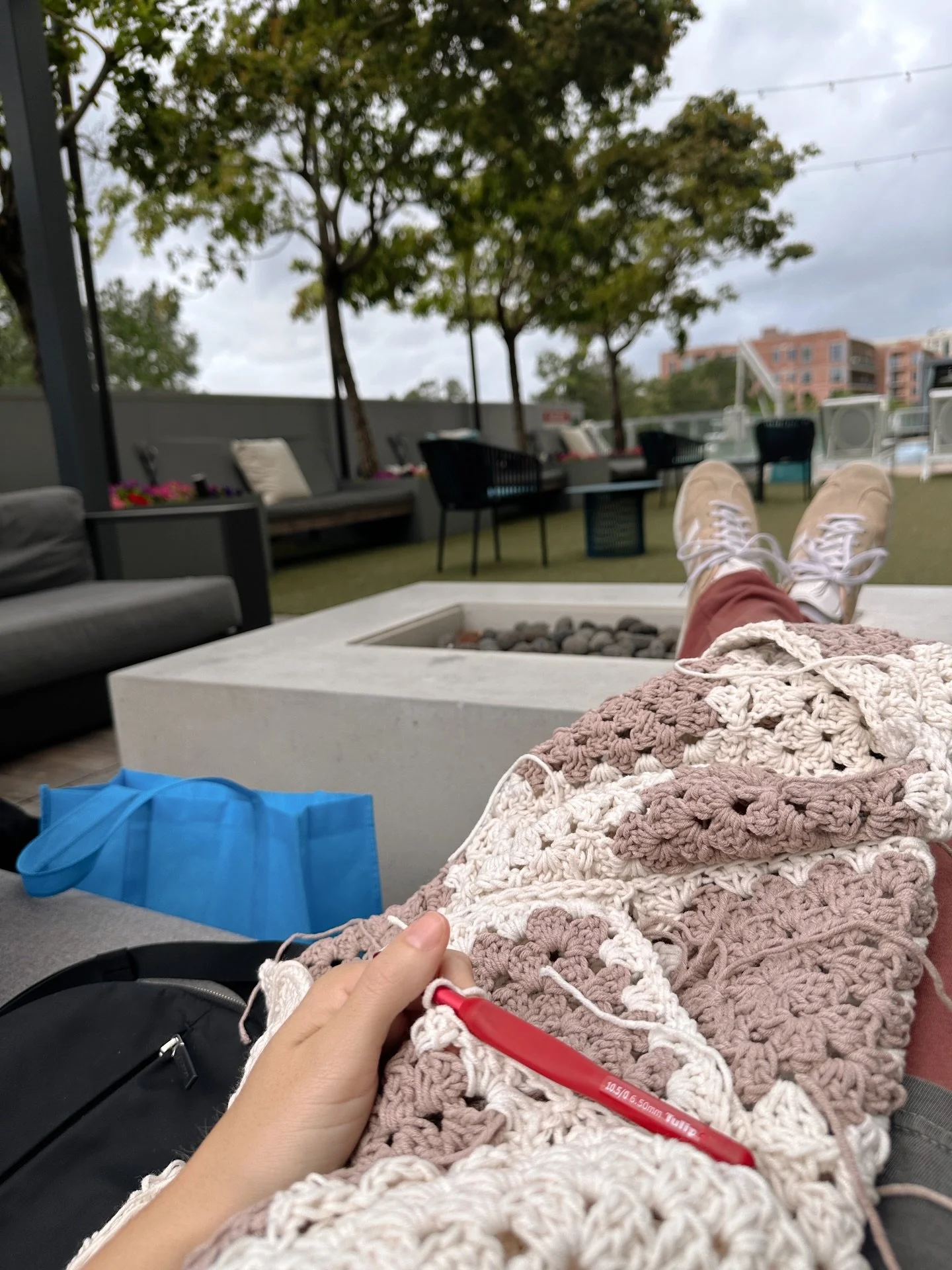 Crochet girls weekend photo dump! 

Not many pics taken because there was too much yapping and stitching but that&rsquo;s ok with me! 

@daisymaycrochets both made June cardigans together! And yes I took her boot shopping at @tecovas for her first ti