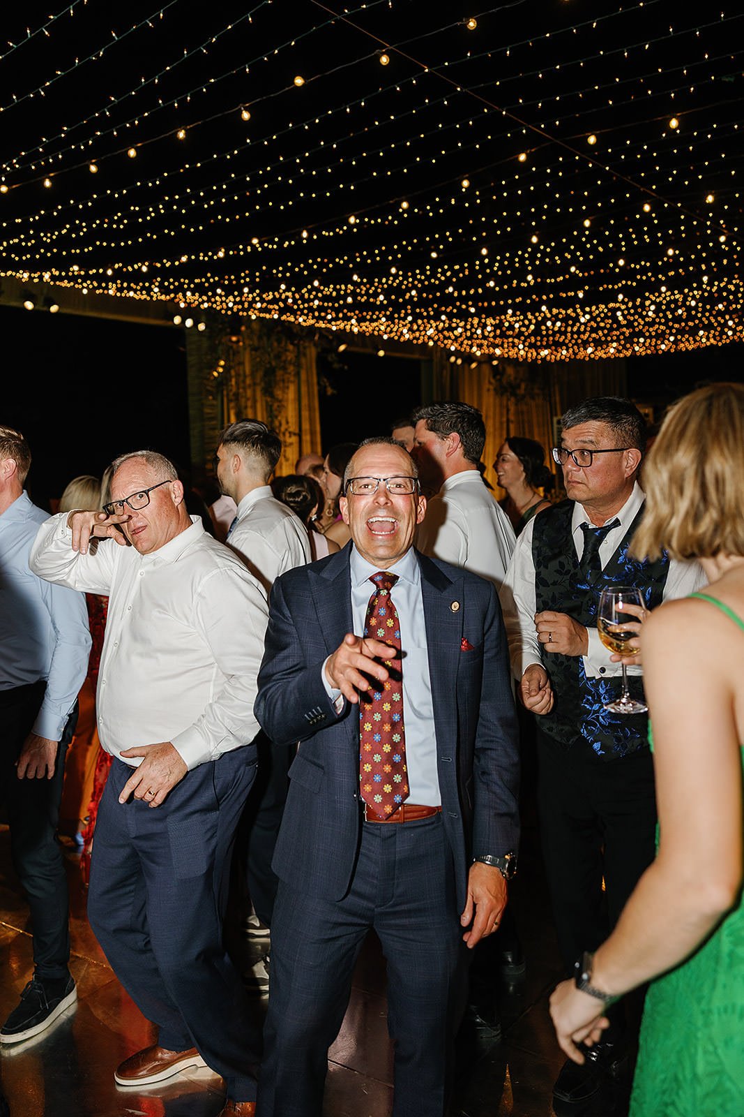 Guests at the late night dance party at a Merv Griffin Estate wedding, designed by COJ Events