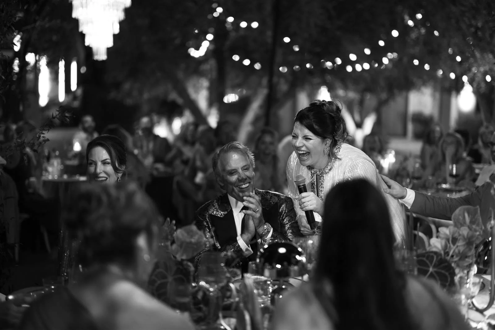 Speeches and toasts at a Cache Estate wedding reception in Indio, CA, by Palm Springs wedding planner COJ Events