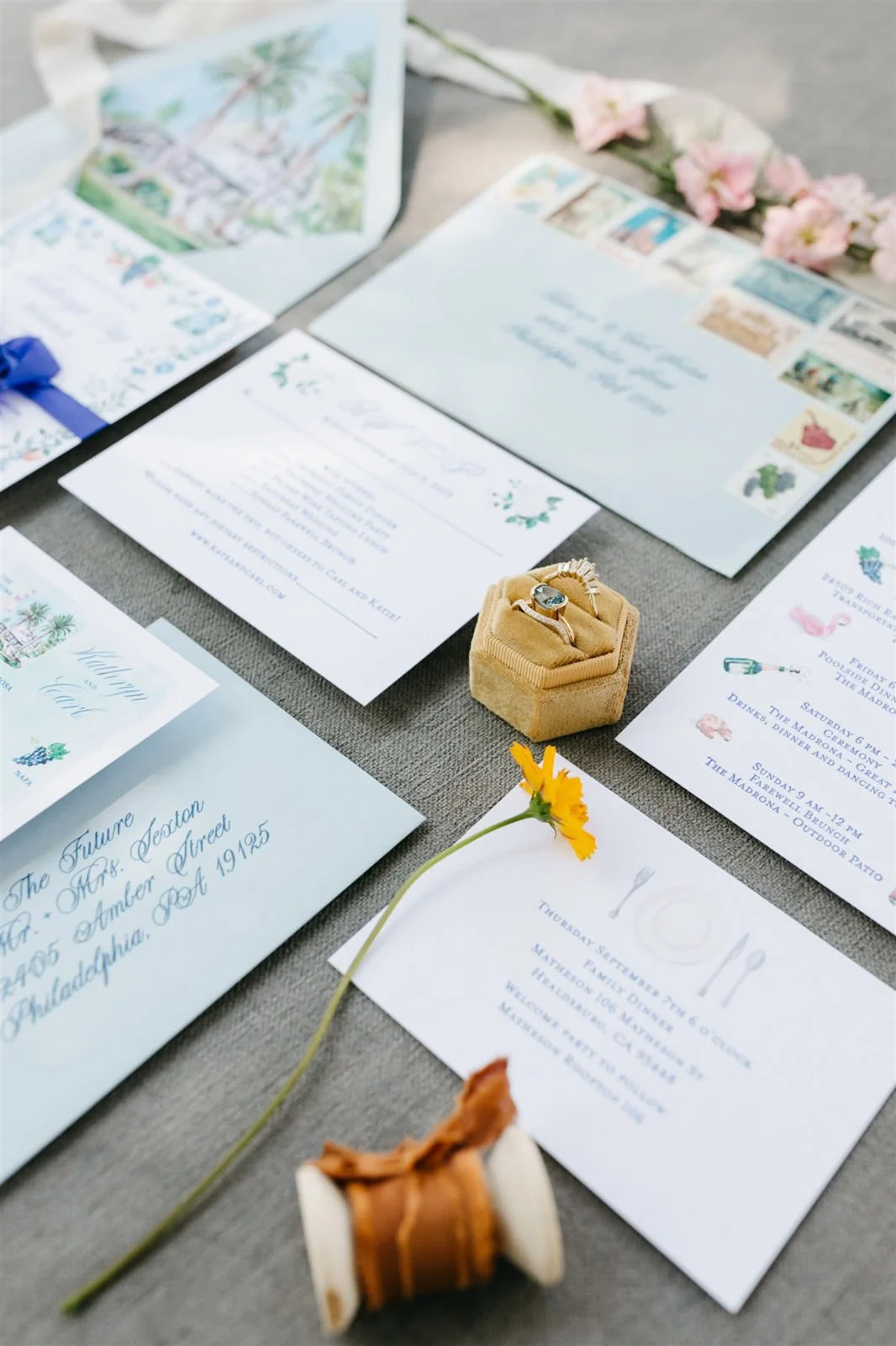 Couple's custom wedding invitation-Planned by COJ Events-Palm Springs Destination Wedding