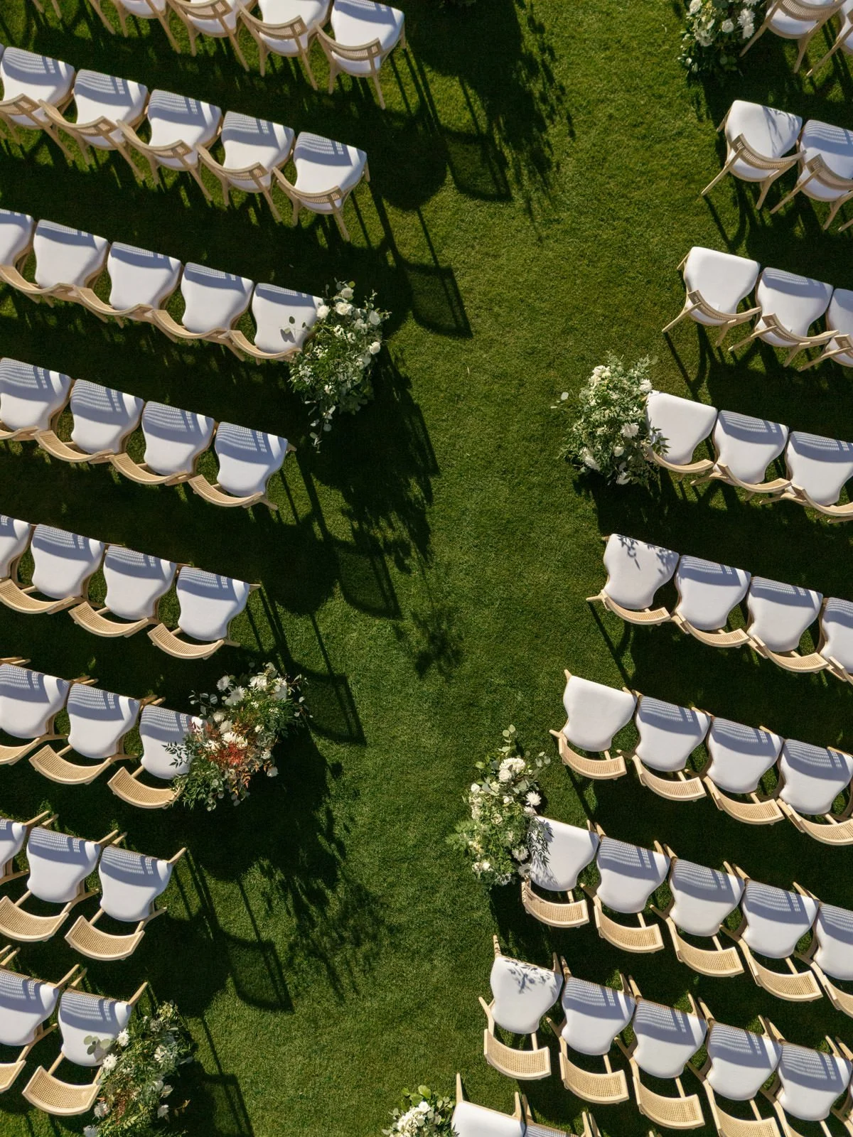 Drone photo of Cache Estate Wedding seating in Indio, CA, by Palm Springs wedding planner COJ Events