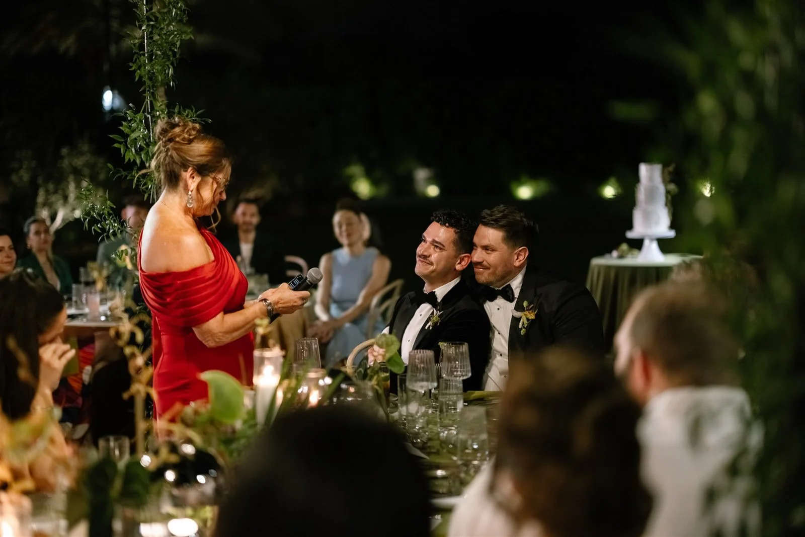 Speeches and toasts at a Cache Estate wedding reception in Indio, CA, by Palm Springs wedding planner COJ Events