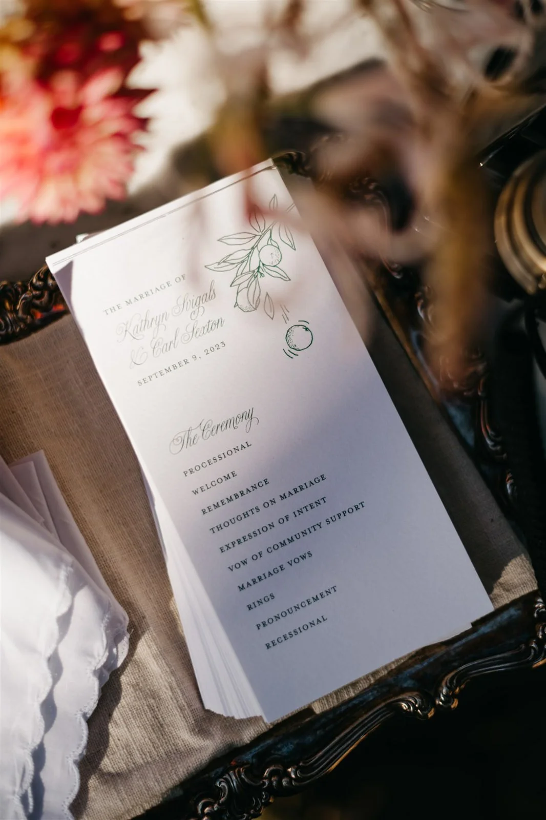 Couple's custom dinner menu-Planned by COJ Events-Palm Springs Destination Wedding