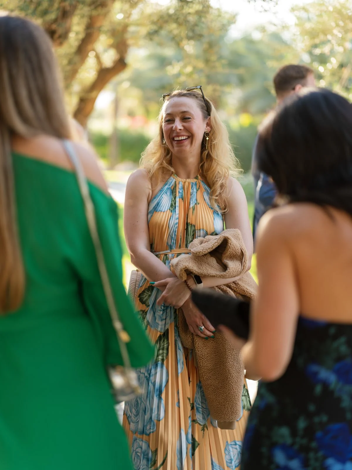 Guests during sunny cocktail hour at Cache Estate Wedding in Indio, CA, by Palm Springs wedding planner COJ Events