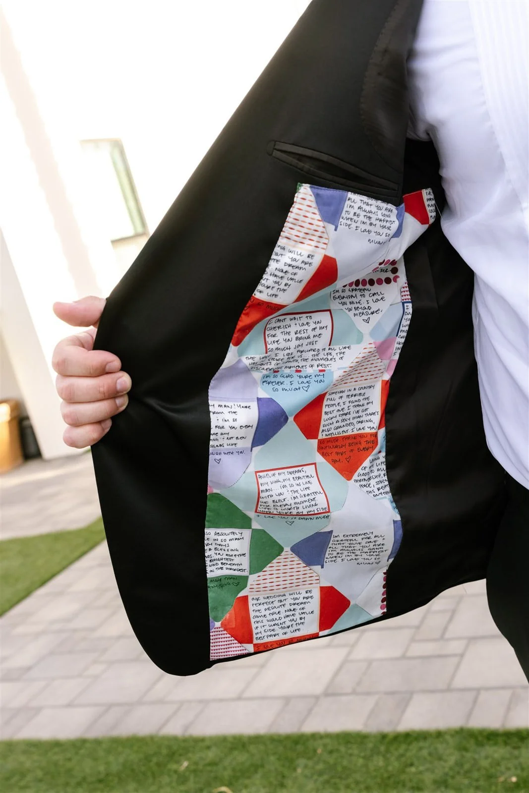 Groom's jacket details at Cache Estate Wedding in Indio, CA, by Palm Springs wedding planner COJ Events
